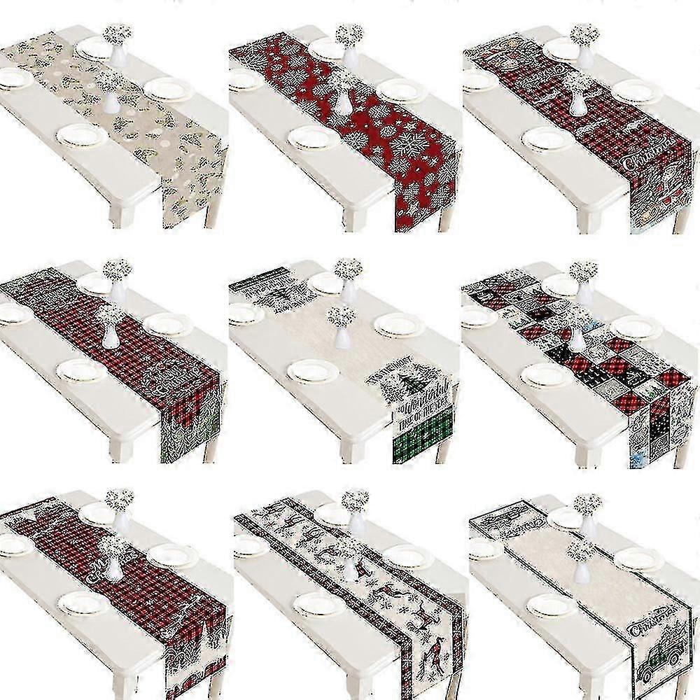 Christmas Table Runner Linen Printed Table Cover Christmas Decorations Cs