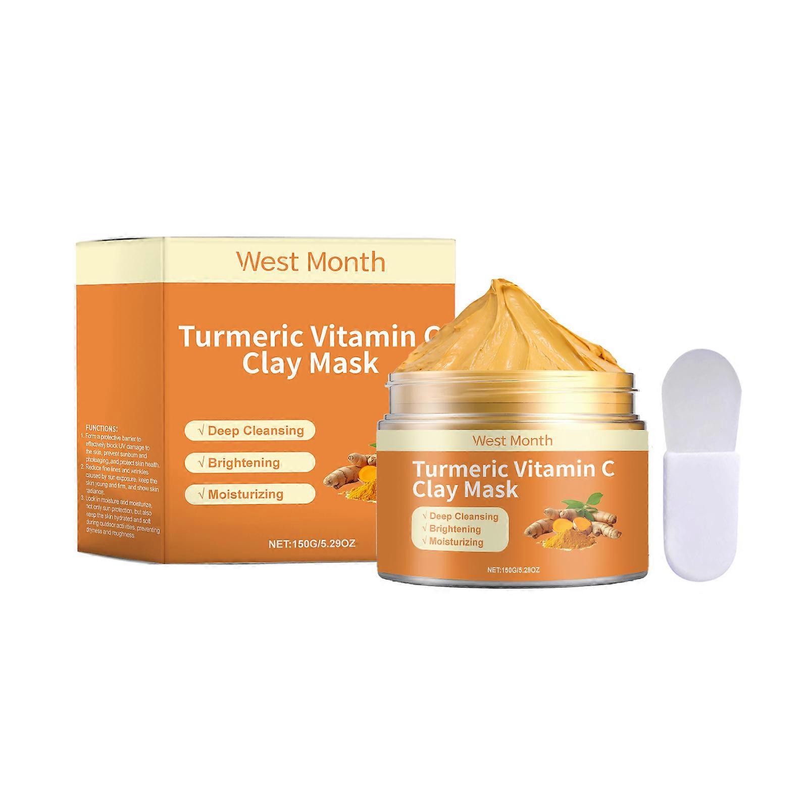West & Month Turmeric Vitamin C Clay Mask Refreshing Moisturizing Discoloration Improvement Cleansing And Oil Controlling Reducing Acne