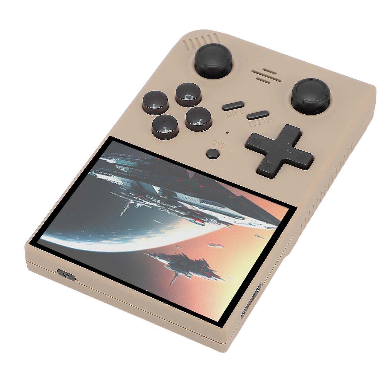 Handheld Retro Game Console 3.5 Inch IPS Screen Open Source Portable Video Game Console with Dual 3D Joysticks 64GB Small Memory Card for Kids Grey 