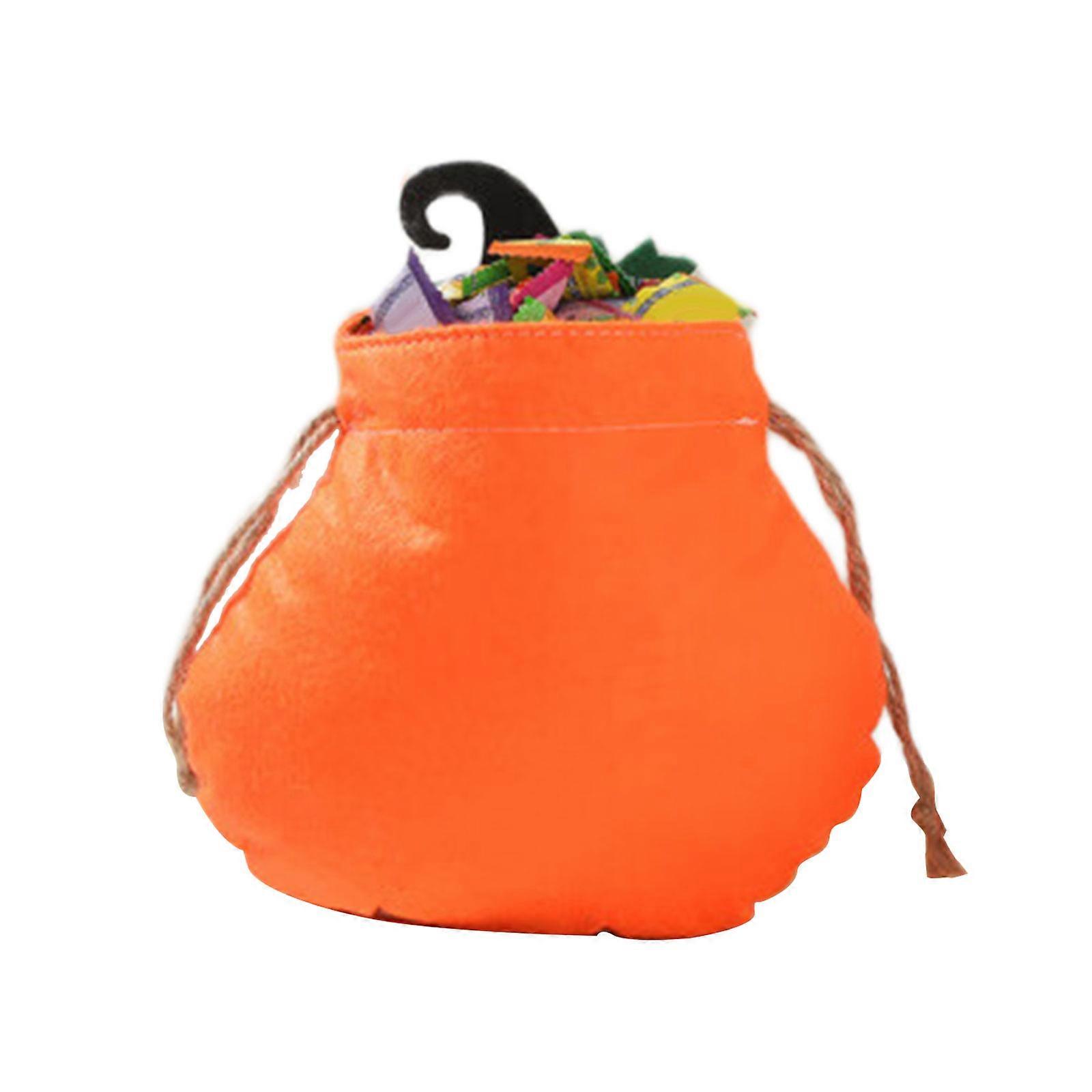 Halloweens Pumpkin Shape Candy Bag for Kids Trick or Treats Ergonomic Handle Reusable Container Multicolor