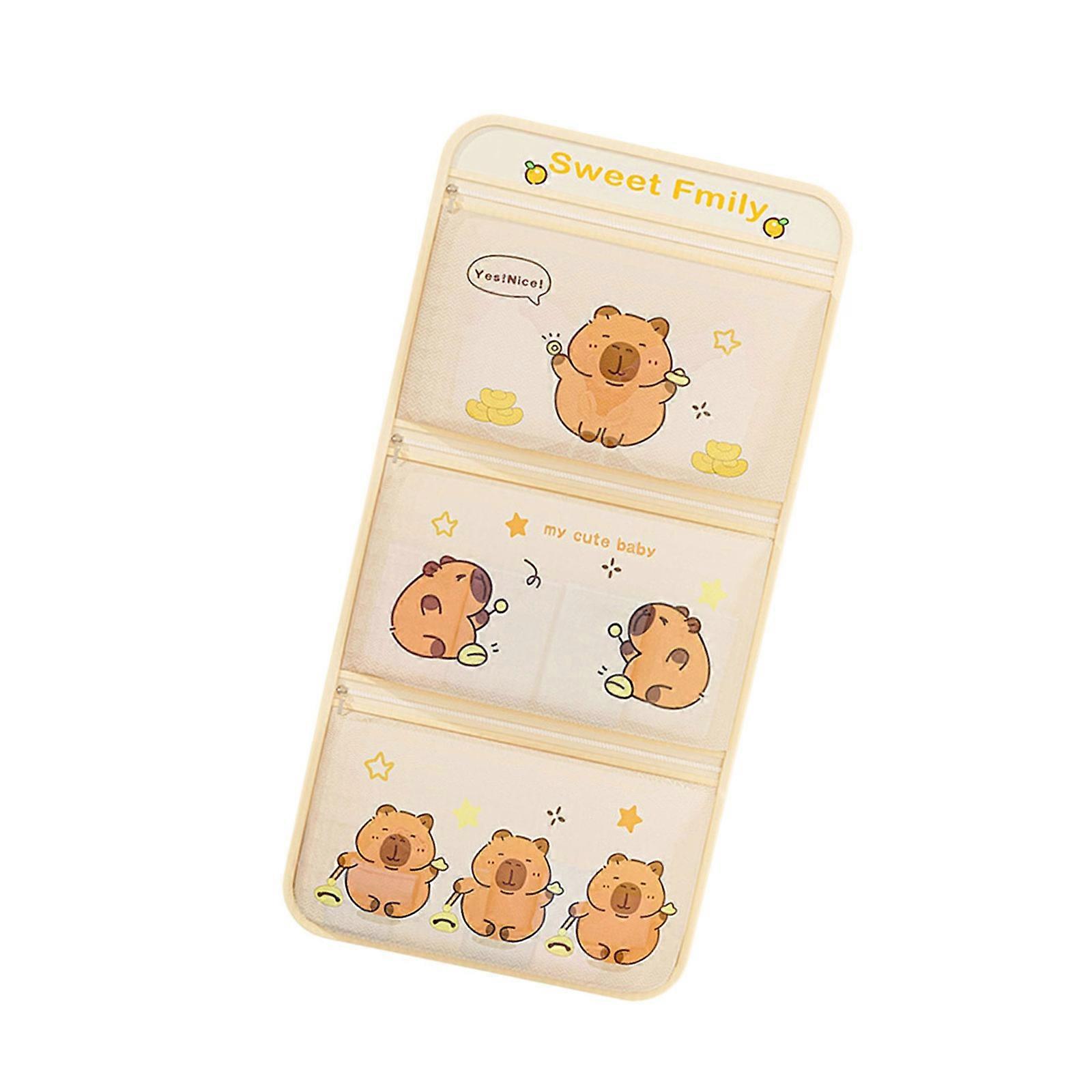 Decorative Cotton Fabric Hanging Bag Cartoon Pattern Organizer Storage Container For Toy Cosmetics And Essential Multicolor