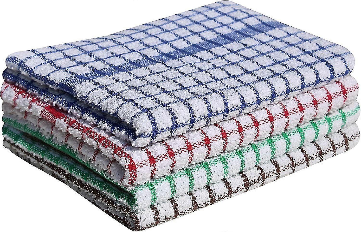 Lot de 10 torchons en éponge (28 x 40 cm) - Coton peigné filé à l'anneau ultra doux