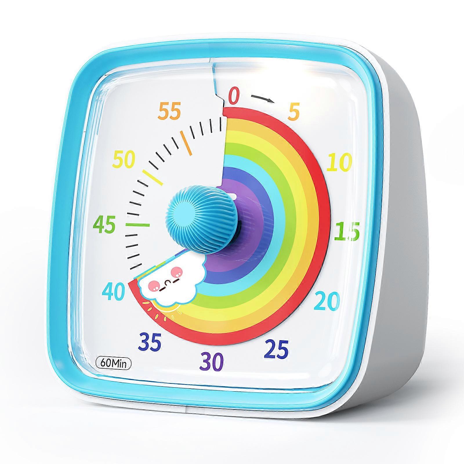 Visual Timer with Night Light Pomodoro Function 60-Minute Countdown Rainbow Design for Kids