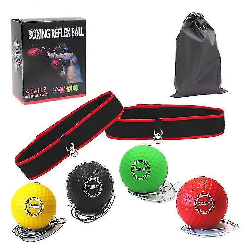 Boxing coordination trainer set with reflex balls and adjustable headband