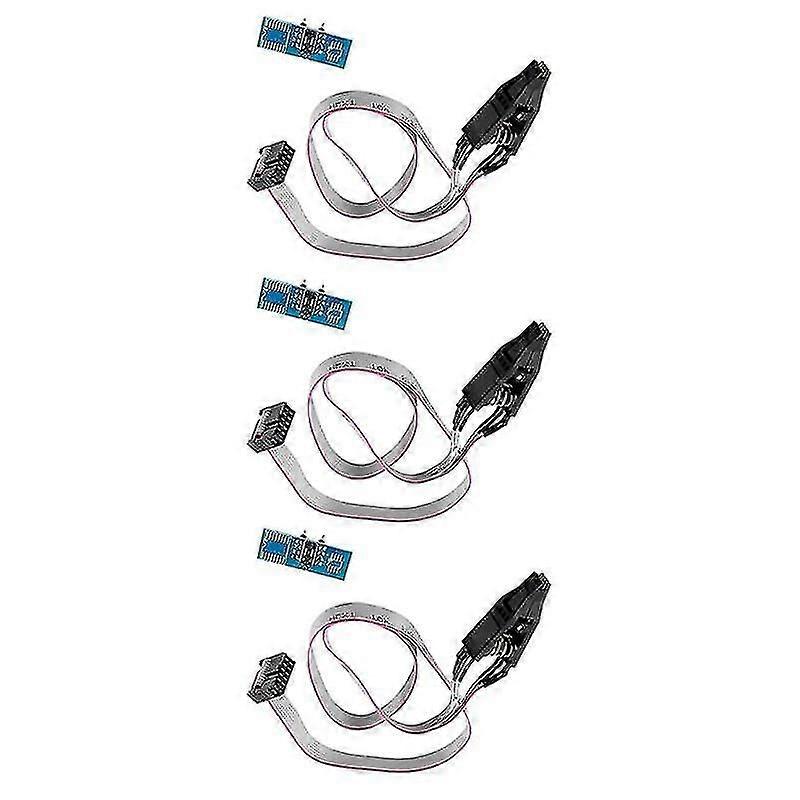 3x Soic8 Sop8 Flash Chip Ic Test Clips Socket Adapter Programmer Bios/24/25/93