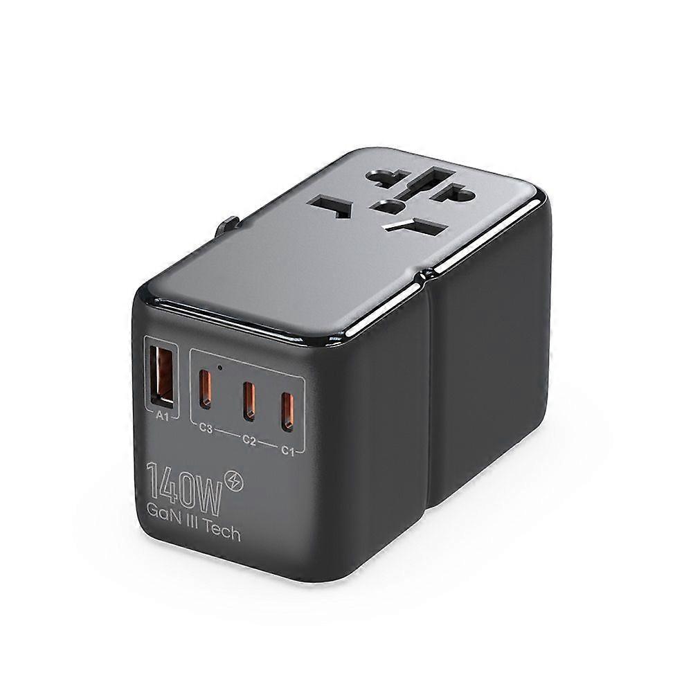140W Internationals Plug Adapter GaN3 Travel Adapter with Universal Outlet 1 USB A 3 Type C Fast Ch