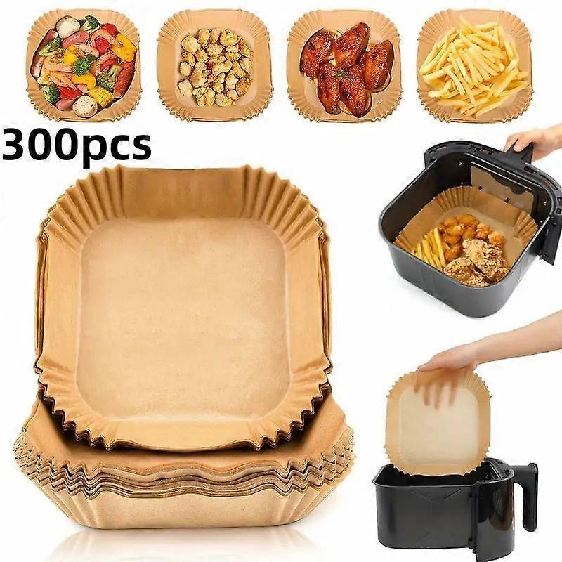 נייר טיגון חד פעמי, 300 יחידות נייר אפייה נון-סטיק אטום לשמן, נייר אפייה לטיגון, אפייה, בישול, צלייה ומיקרוגל
