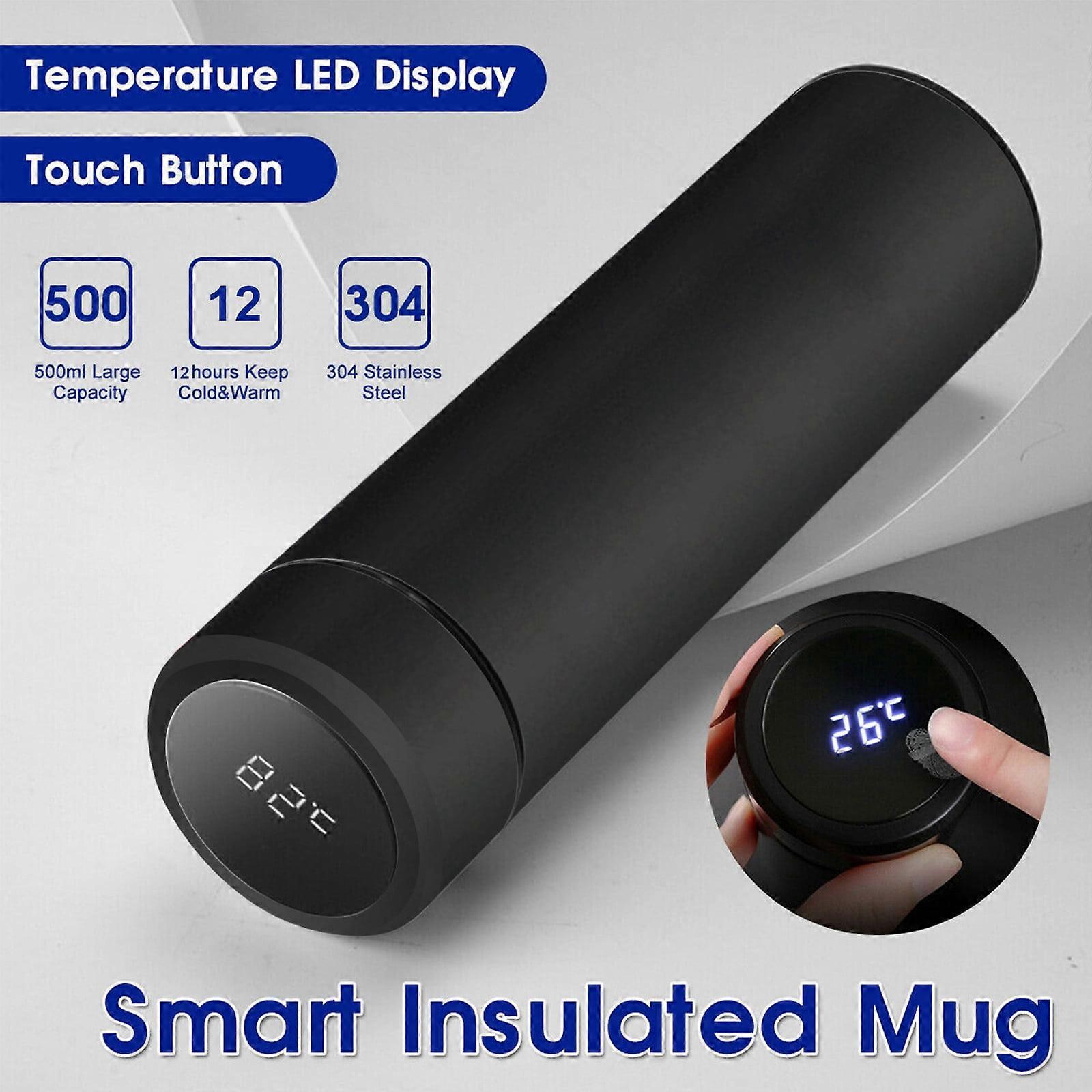Smart Water Bottle with LED Temp Display, Tea Infuser, BPA-free Leak Proof, Keep Cold & Warm, Compatible with Travel