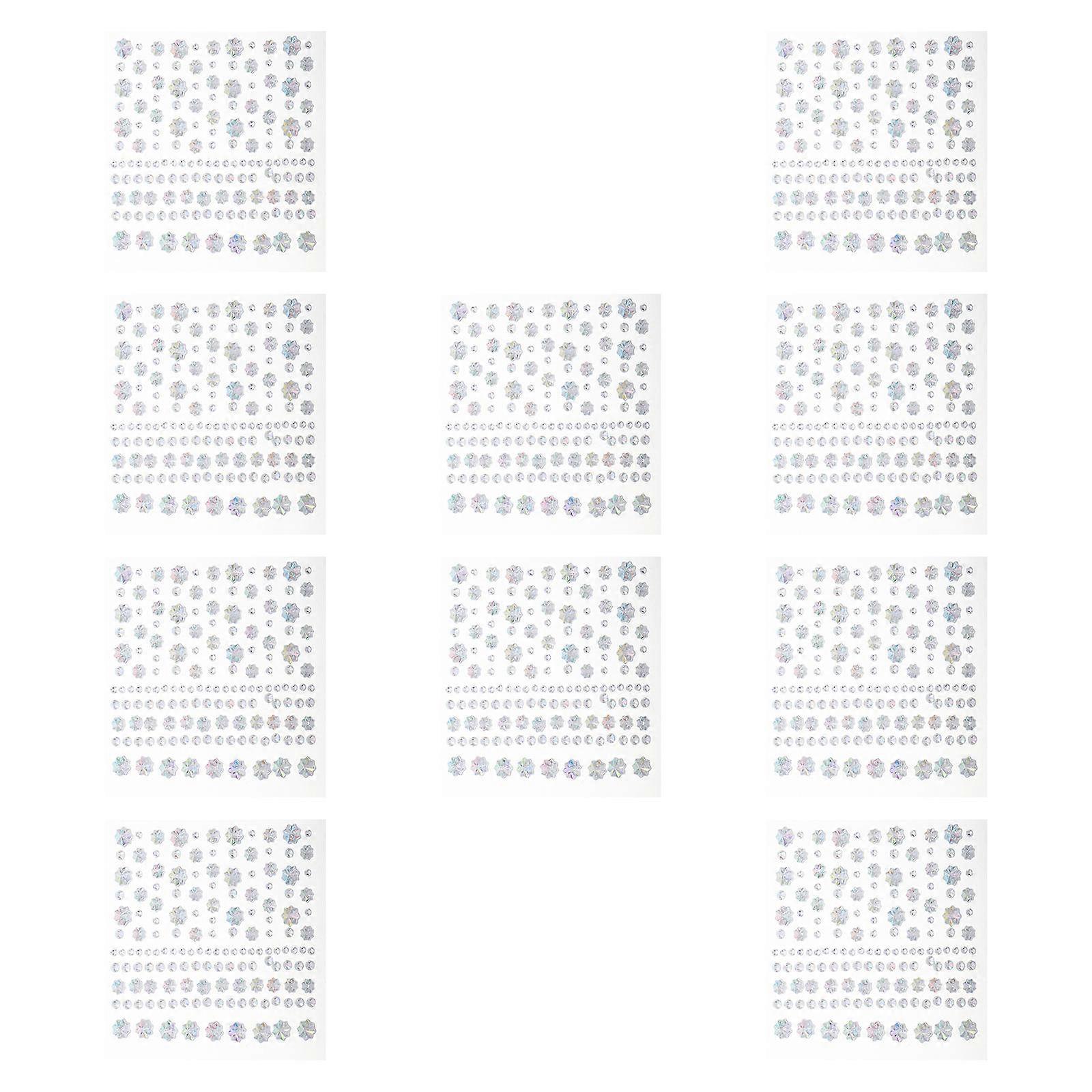 Face Rhinestones Adhesive for Decoration 10 Sheets Assorted Color