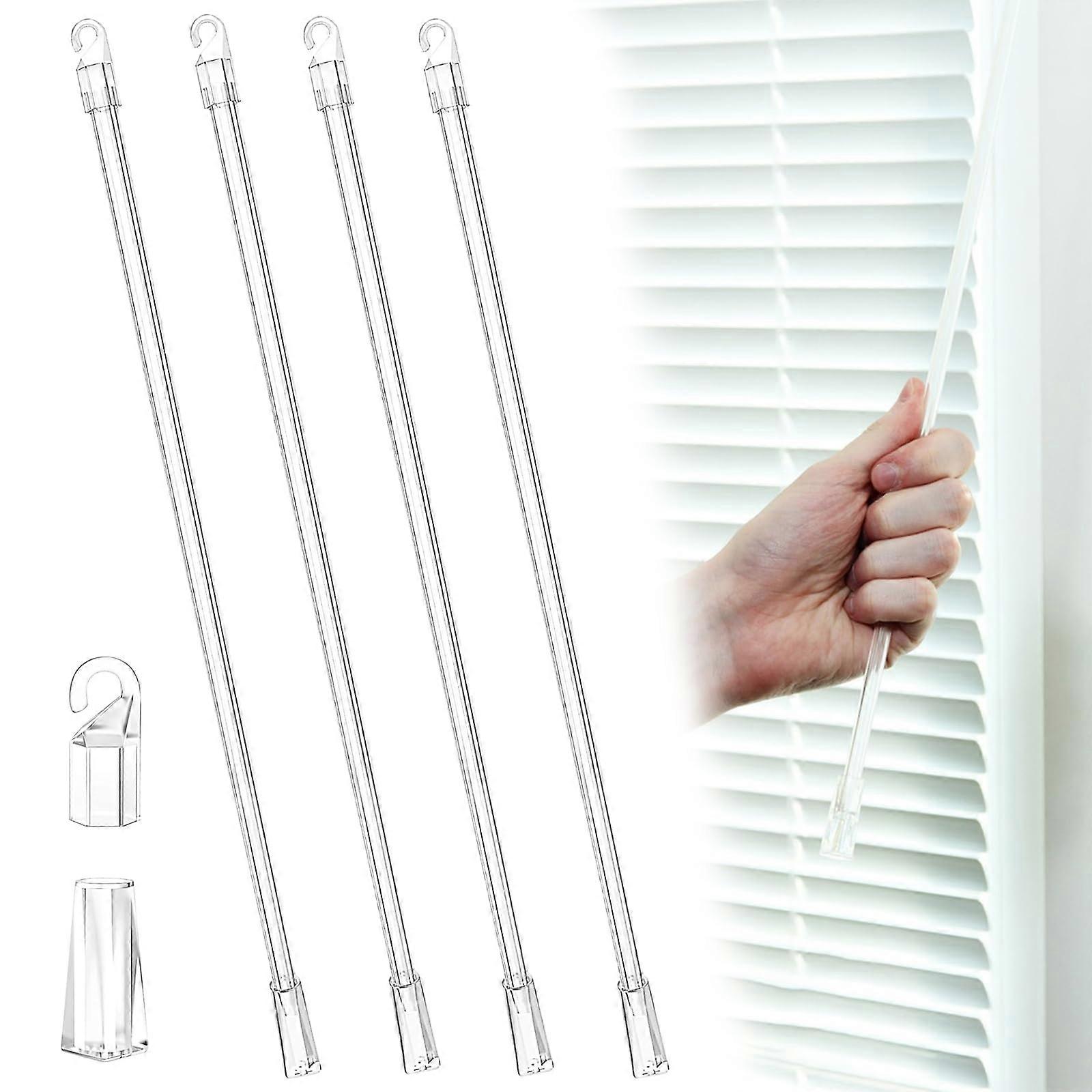Blind Tilt Wand Replacement Set of 4 PVC Rods with Hook Handle for Window Blinds and Shades 12 Inch