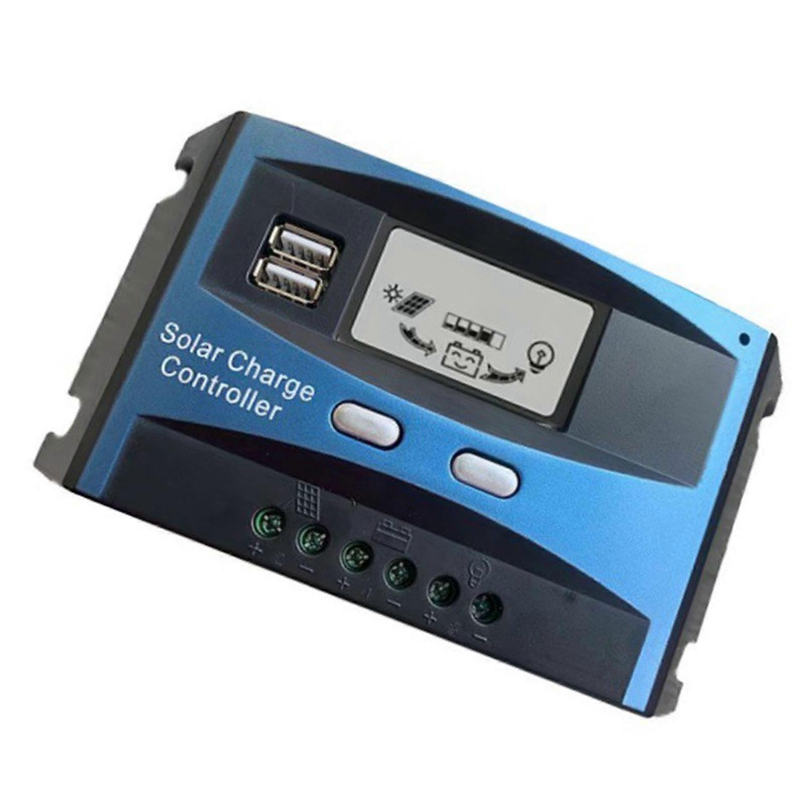 12V/ 24V Solar Panel Regulator with Adjustable LCD Display 30/40/50/60A Double USB Solar Charge Controller Easy to Use Multicolor