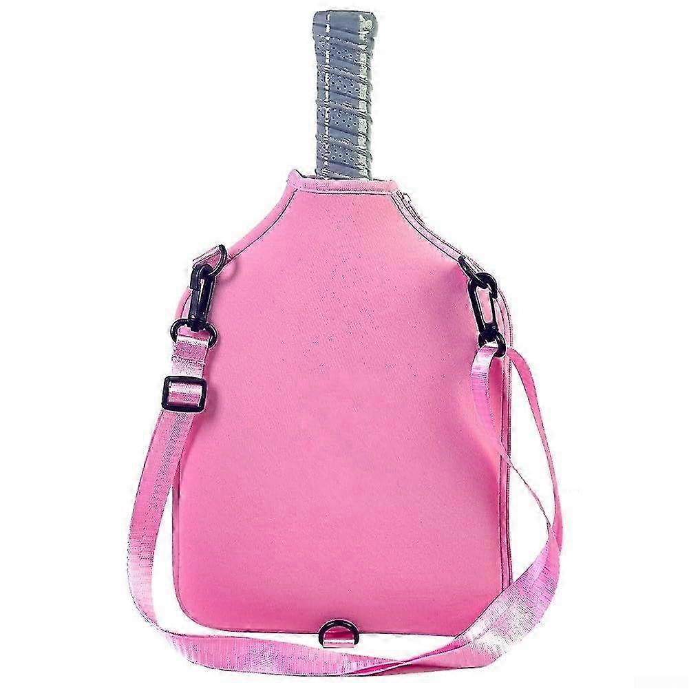 Pickleball Paddle Case Neoprene Bag With Strap Pink For Easy Carrying Fits Most Paddles 25-26