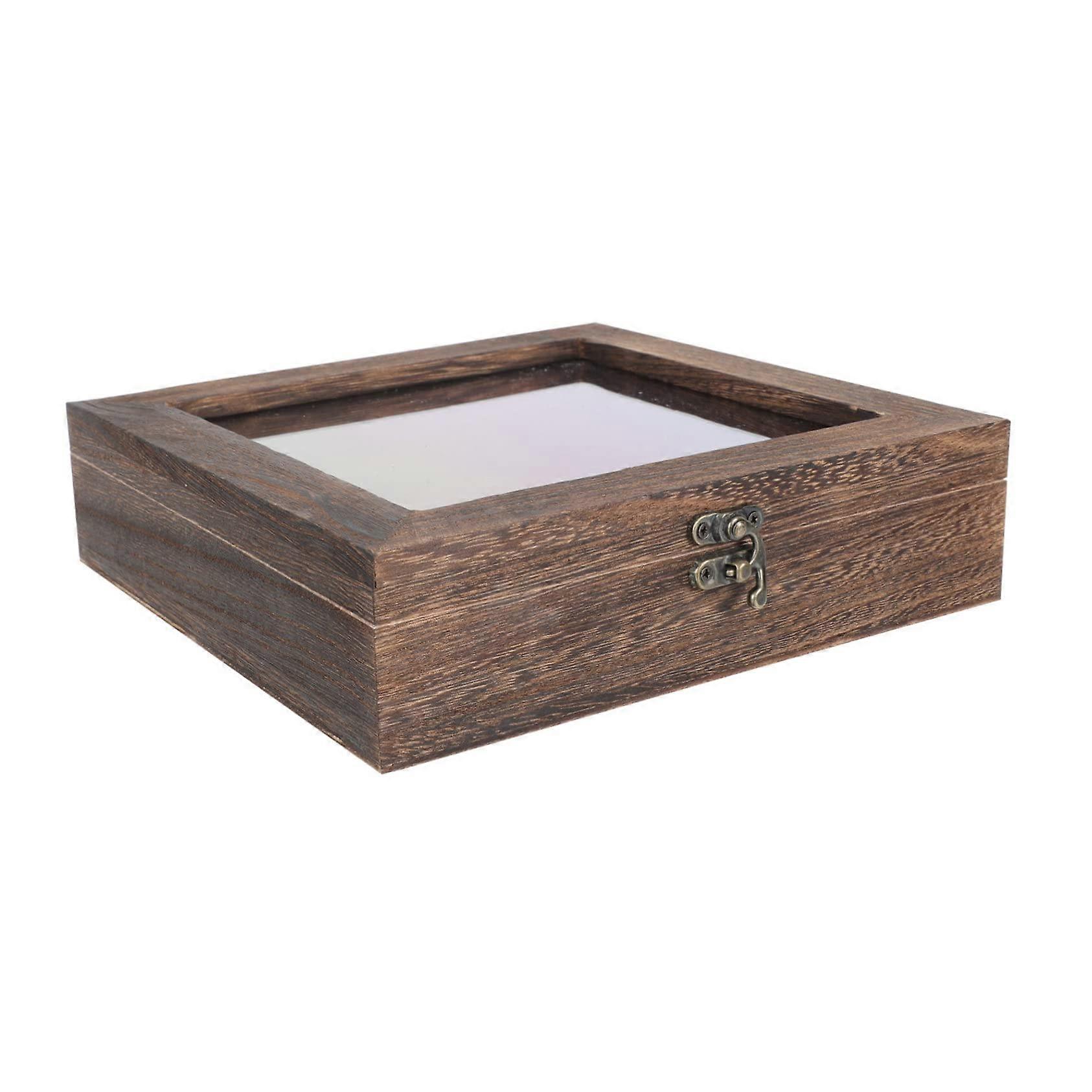Wooden Specimen Box with Transparent Glass Lid Dustproof Storage for Insect and Plant Specimens Large Capacity Desktop