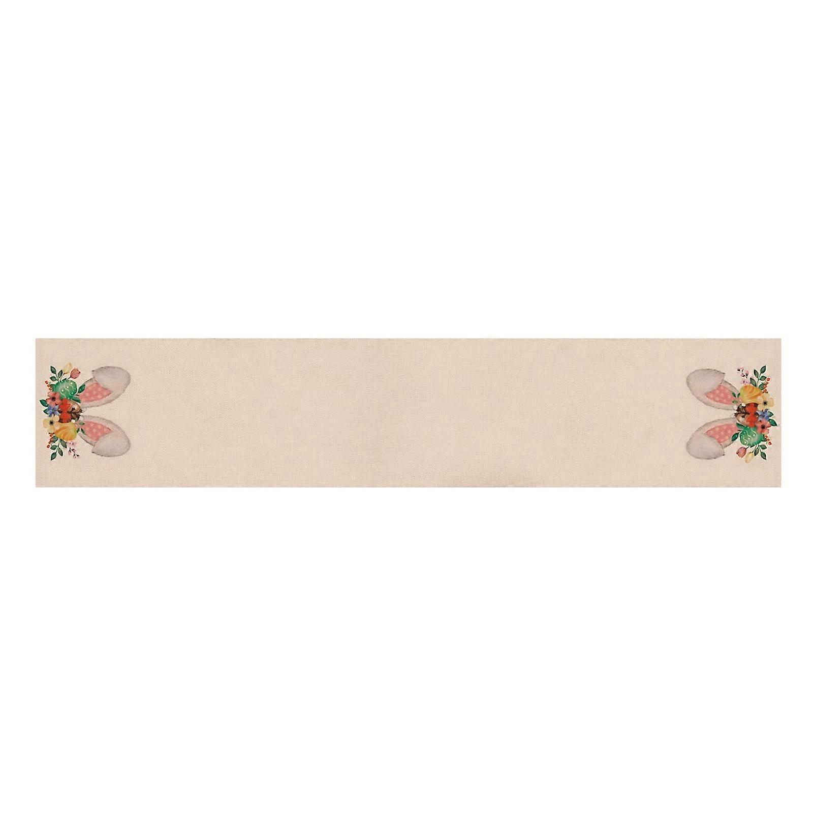 Giyblacko Easter Festival Table Runner Easter Table Flag Bunny Egg Pattern Table Decoration Waterproof Mat Fabric Printed Table Runner