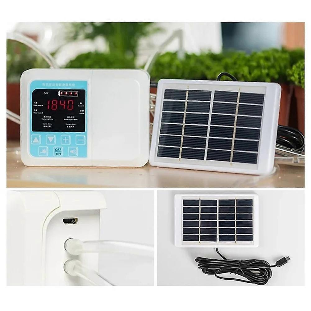 Automatic Drip Irrigation Device Double Pump Controller Timer System Solar Energy Intelligent Watering Device for Plants