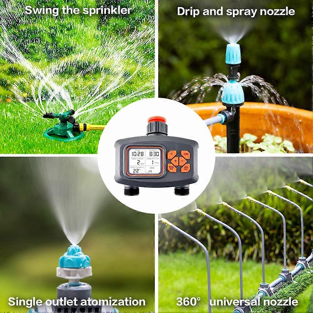 2-Way Water Timer LCD Display Timer Waterproof IP65 Home Garden Irrigation Rainfall Timer Automatic Controller System