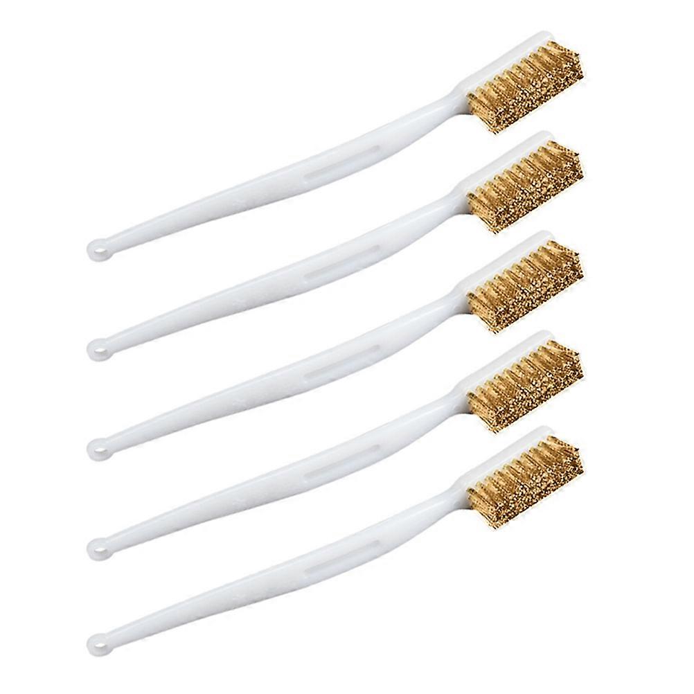 5pcs Plastic Handle Wire Brush Copper Scratch Brush for Cleaning Welding Slag and Rust