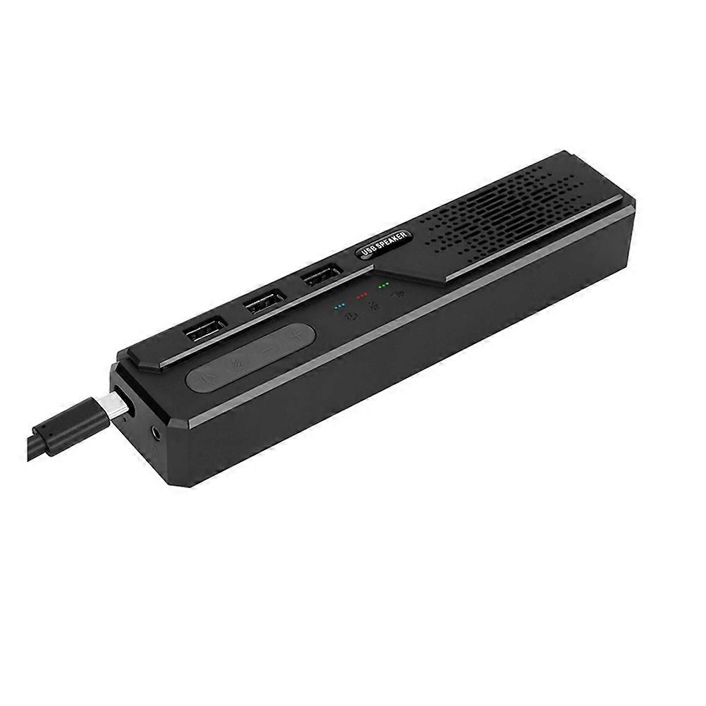 PC USB HUB with Bluetooth Speaker Multifunctional Desktop Speaker HUB with Microphone and Volume Adjustment Function
