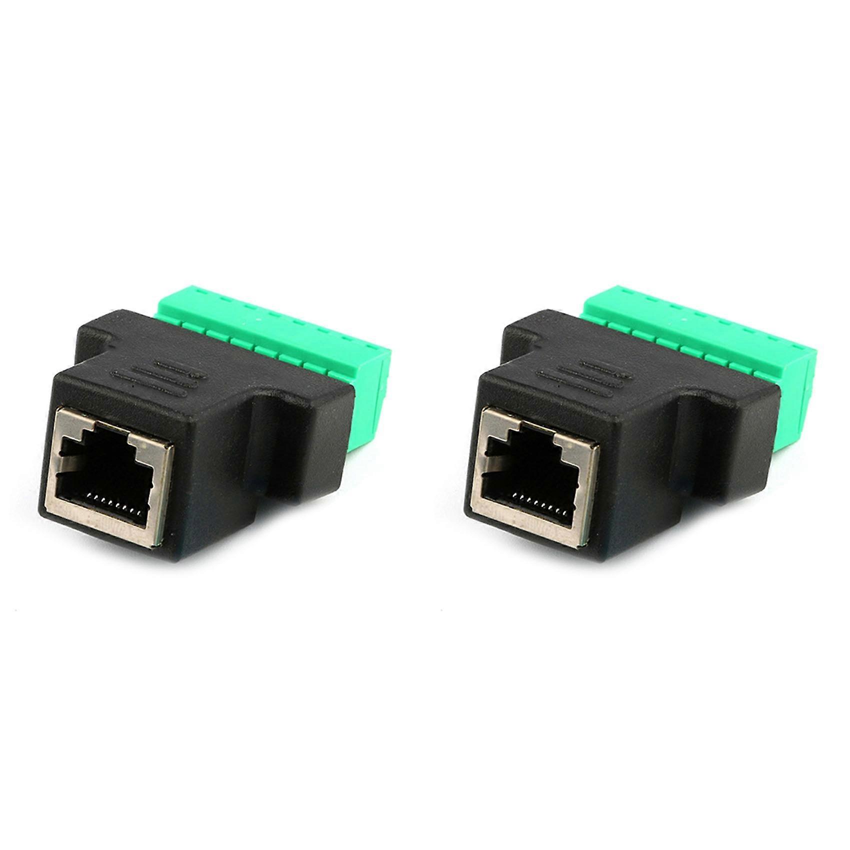 2X RJ45 Female to Screw Terminal 8 Pin Connector Ethernet Cable Extender Adapter High Quality Network Screw Terminal