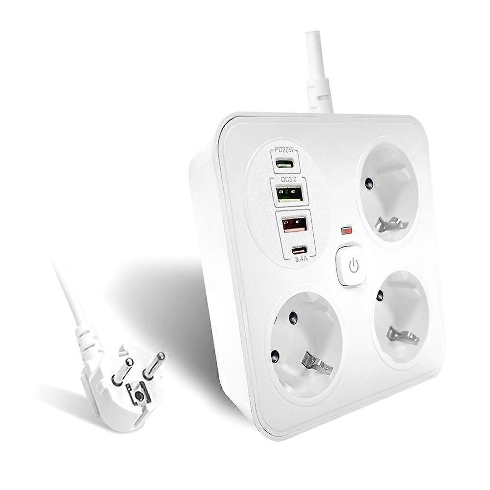 3AC Outlet Multitap Power Strip 2 Type C Extension Cord Electrical Socket Home Office Surge Network Protector EU Plug A