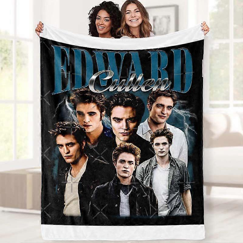 Twilight Series Edward Cullen Multi-Faceted Collage Lightning Effect Blanket Bedding, Suitable for Sofa, Travel, Camping-AZXCM80