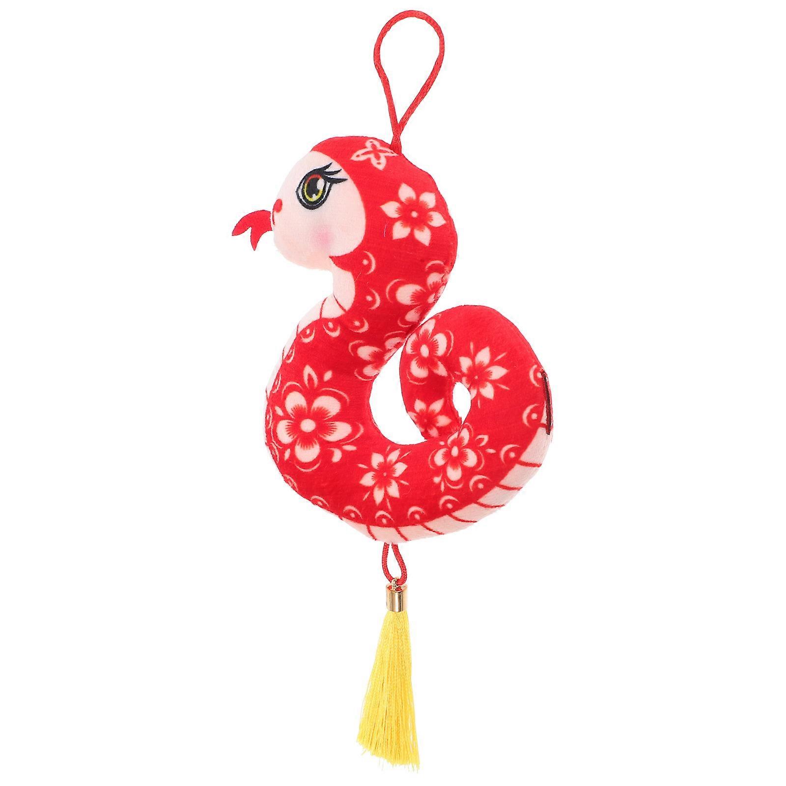 Year of The Snake Pendant for Decor Red Plush Snake Animal Plush Toy