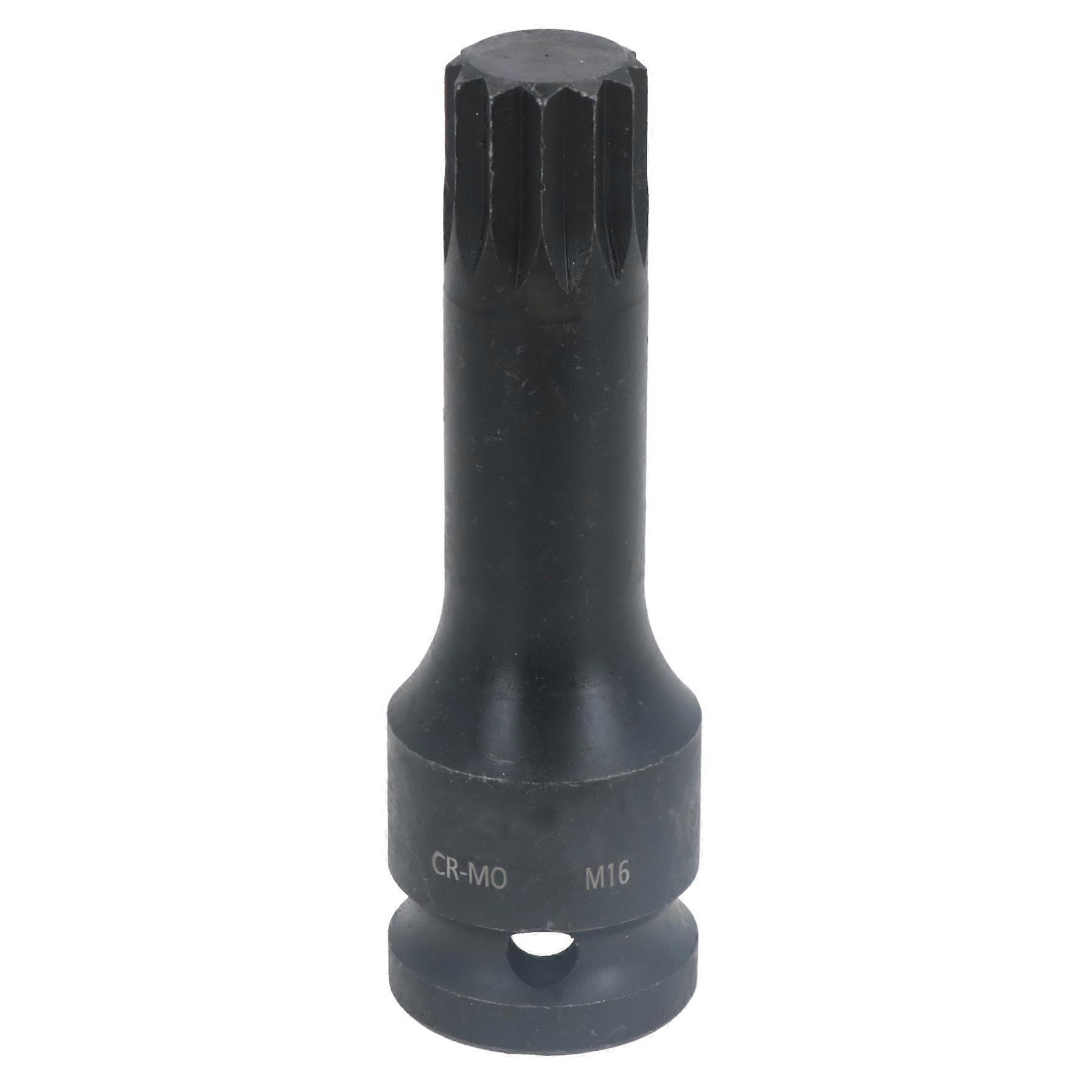 M16 x 78mm Spline Bit Triple Square Impacted Extra Long 1/2" Drive Male Socket