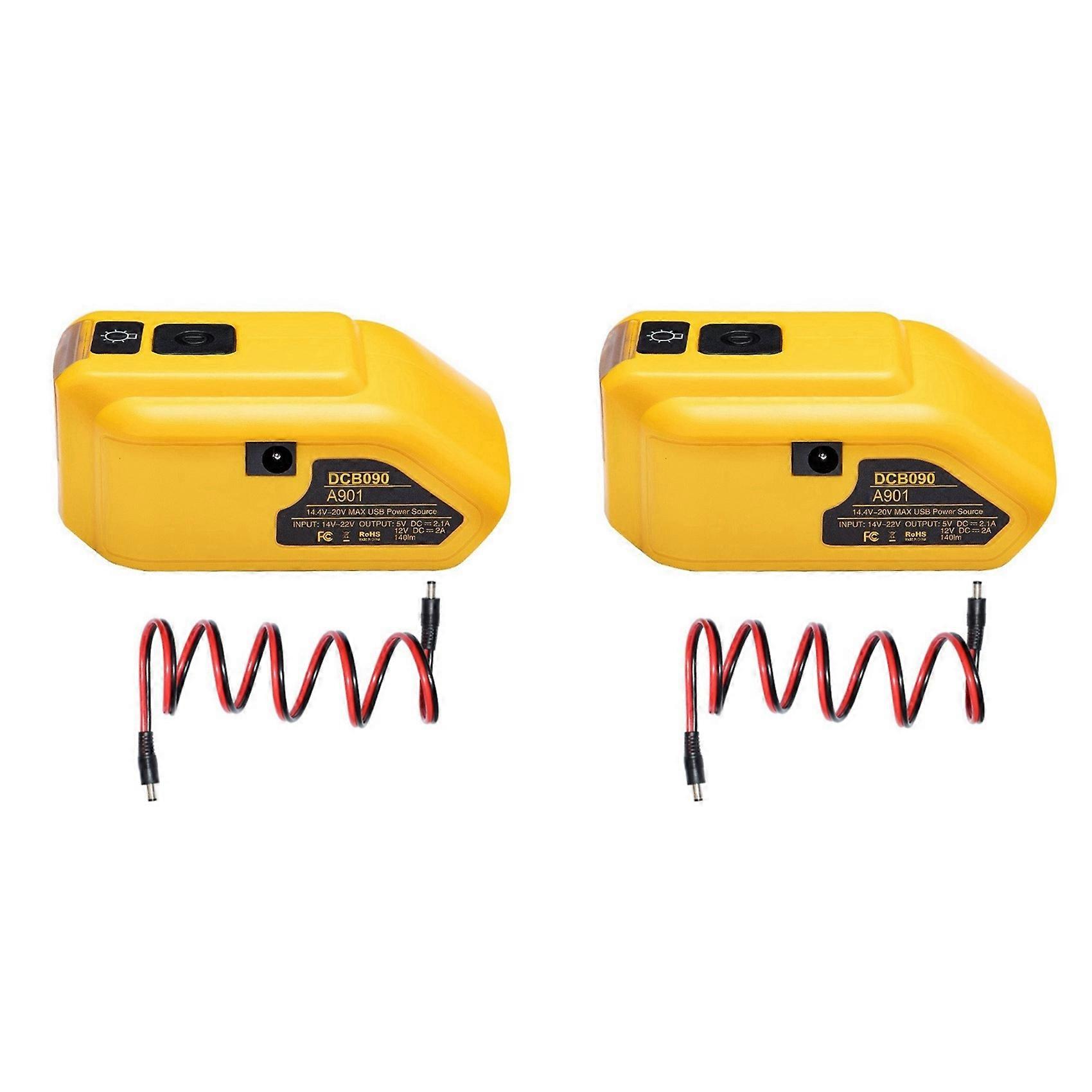 2X DCB090 Battery Adapter DCB090 Power Source Charger Converter for DeWalt 18V 20V Max Lithium Battery with DC Port