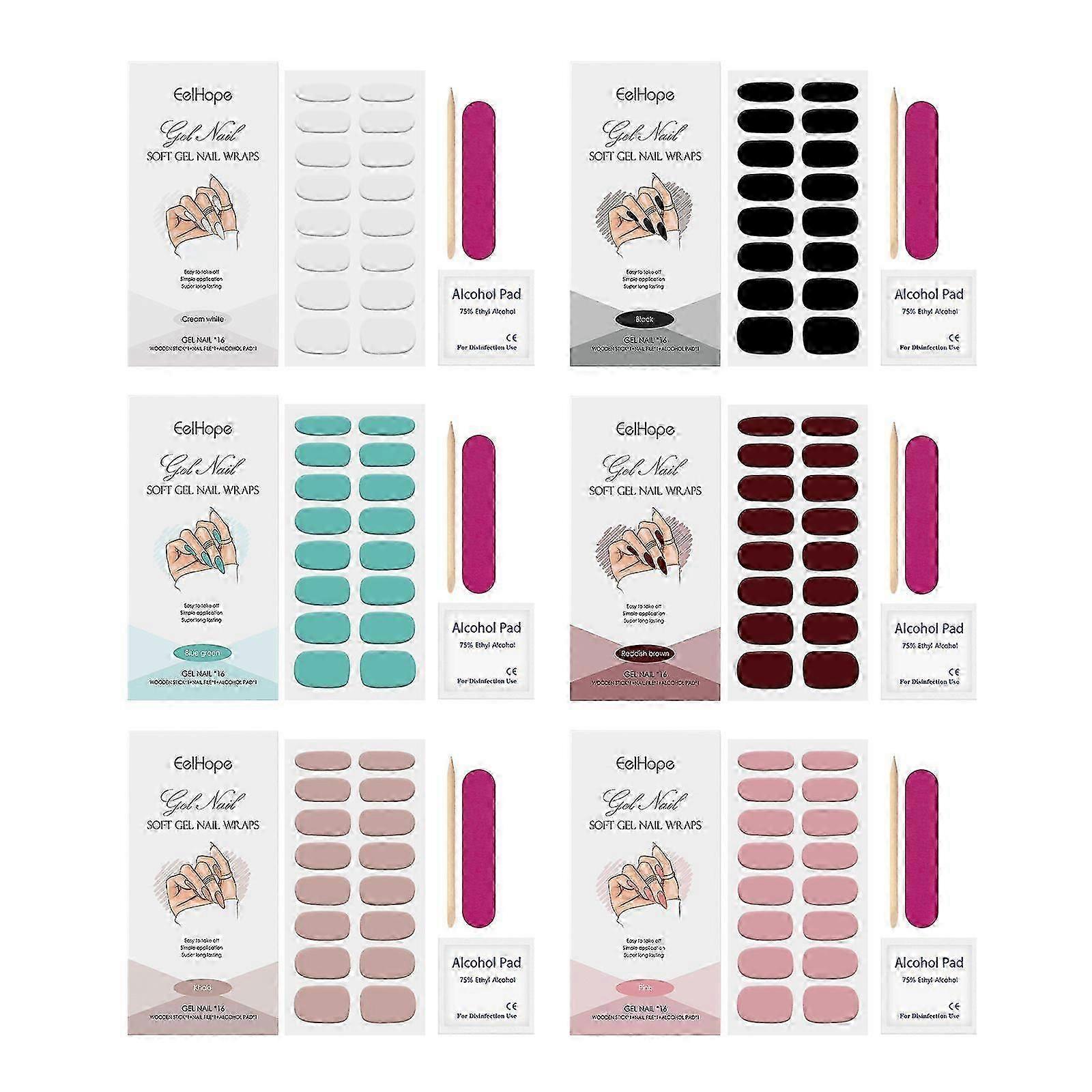 Soft gel nail patch set contains semi-cured gel