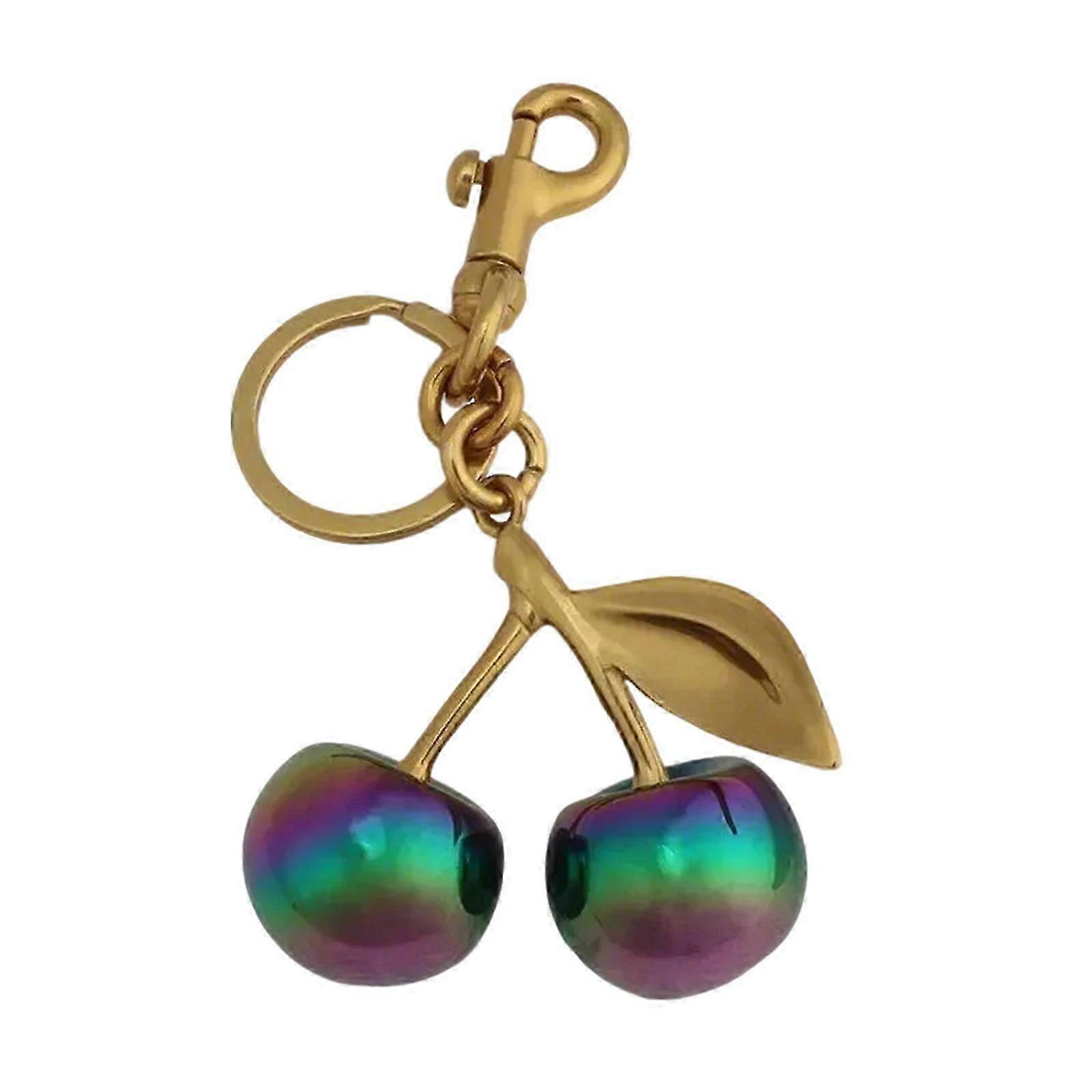 Lightweight Alloy Cherry Bag Pendant Stylish Keychain with Eye Catching Color Transition for Trendy Individuals