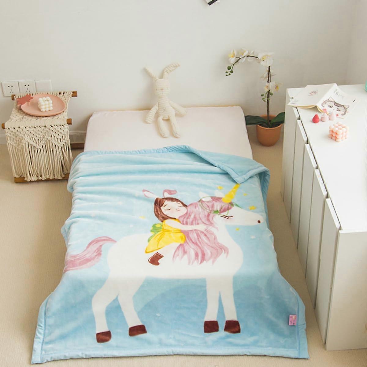 Blue Horse Princess Flannel Throw Blanket 40'x50' Soft Plush Warm FadeResistant for Bed and Couch