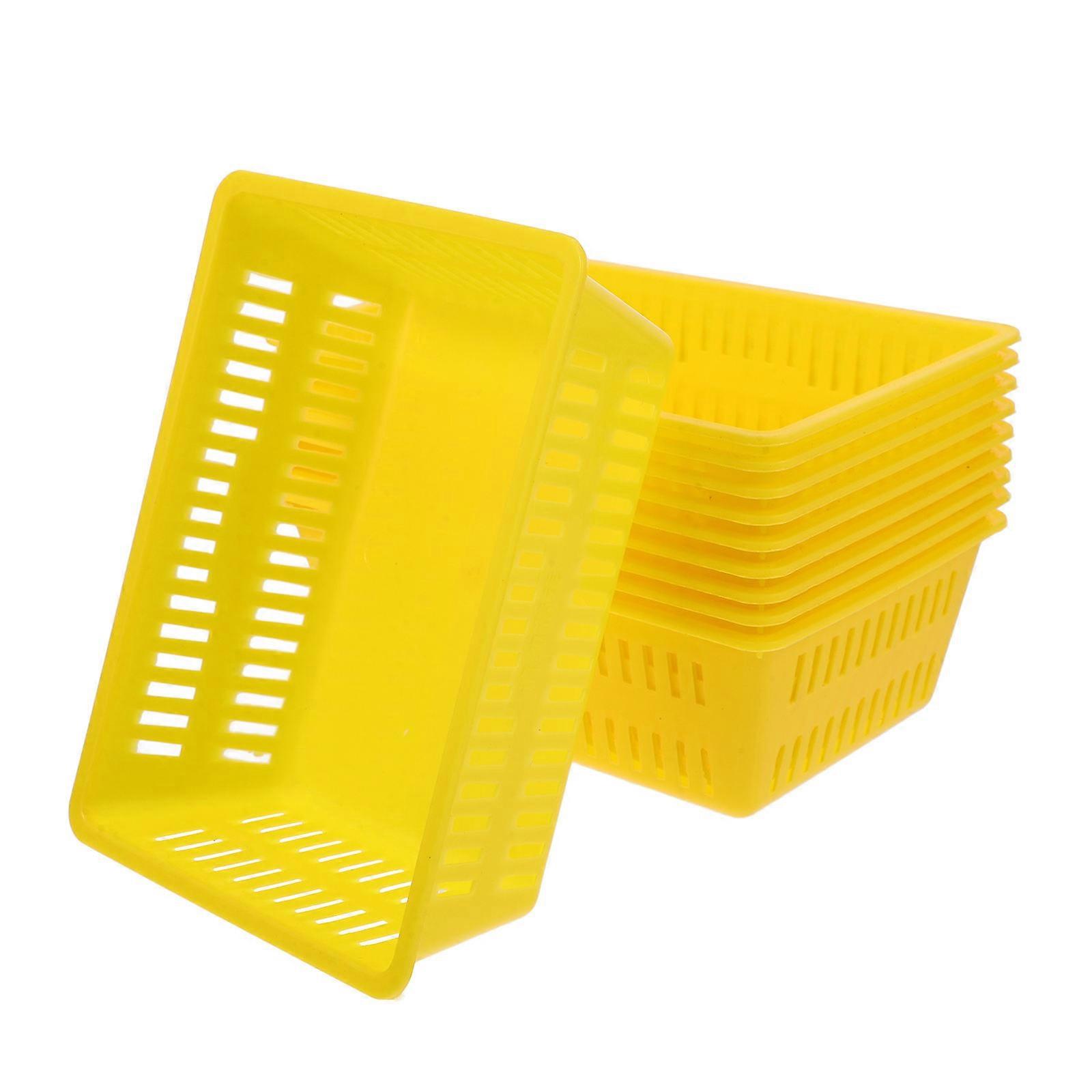 Plastic Storage Baskets 10Pcs Coin Organizer Rectangular Bins For Gaming Venues Office Use Yellow Color Efficient Storage