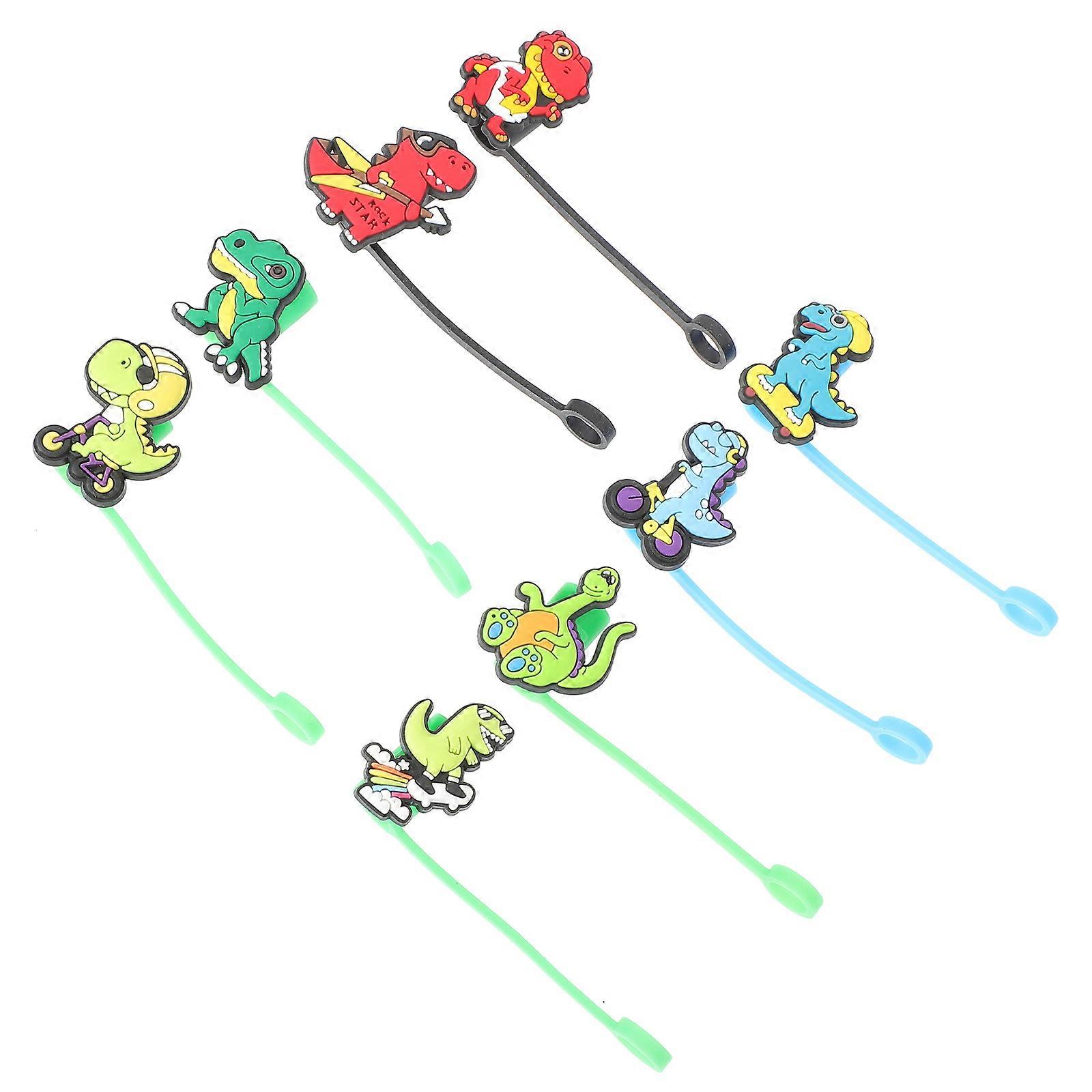 Dinosaur Straw Covers Silicone Material for Decoration 16Pcs Reusable