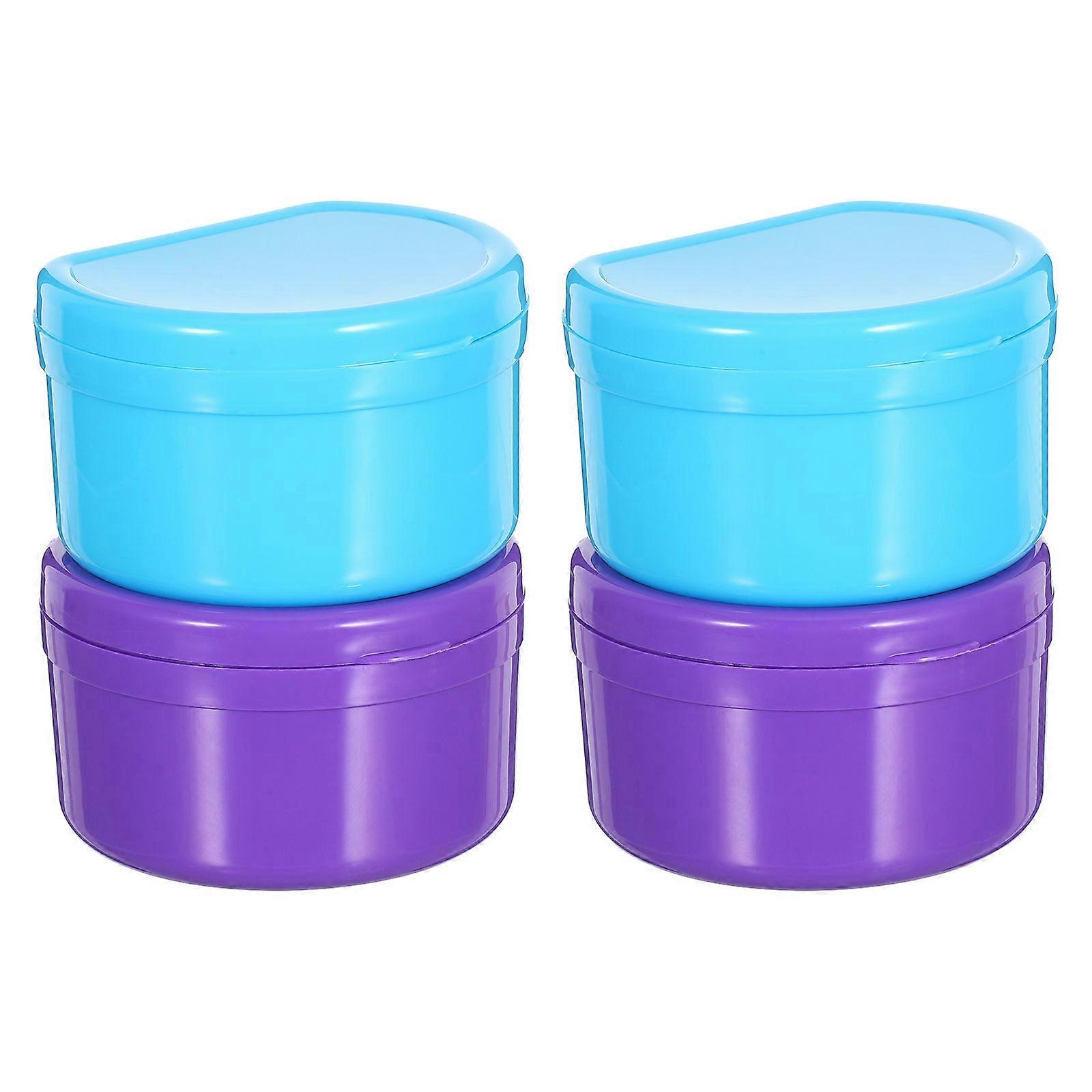 Denture Case Set Leak-Proof Retainer Holder 4Pcs for Daily Storage