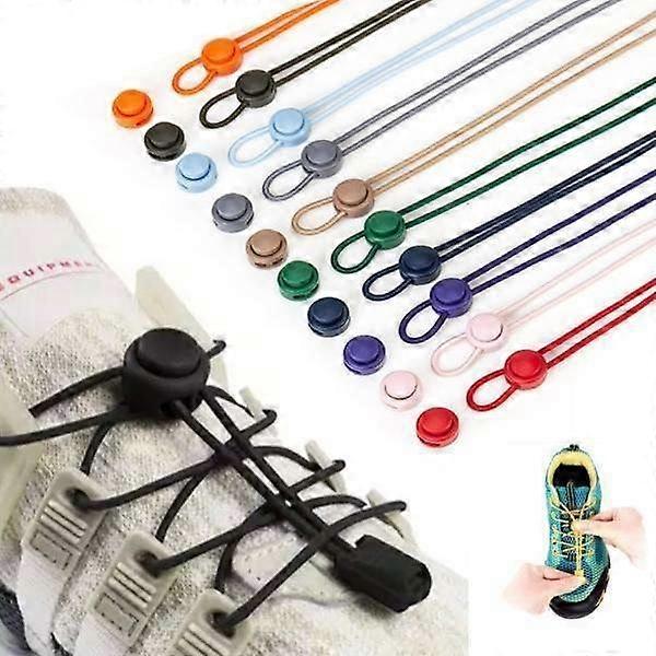 Elastic Shoelaces with Drawstring - No Need to Tie Your Shoes - Solid Color 2. Orange (2 Pairs)