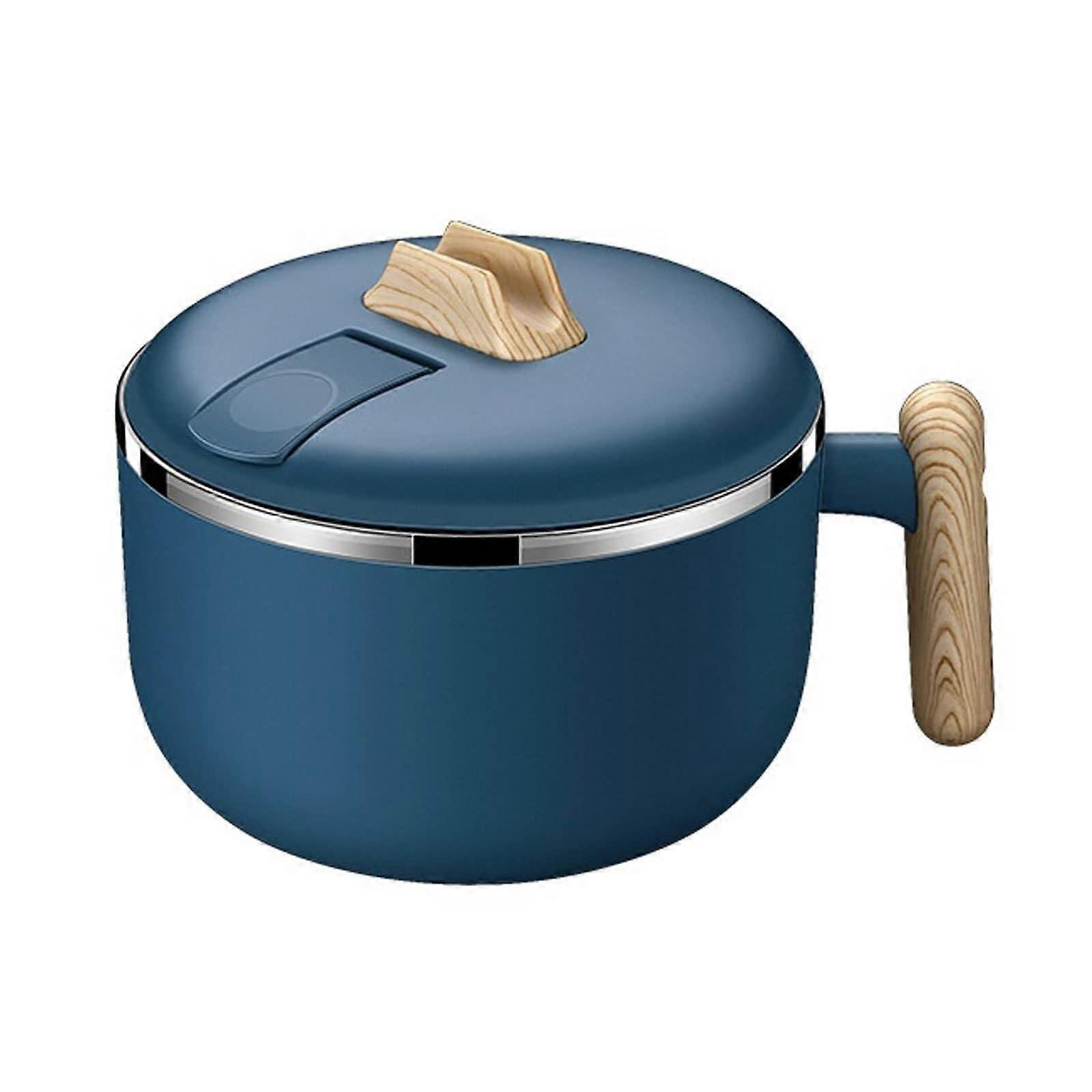 Large Capacity Stainless Steel Noodle Bowl with Lid, Insulated Soup Bowl with Handle, Blue