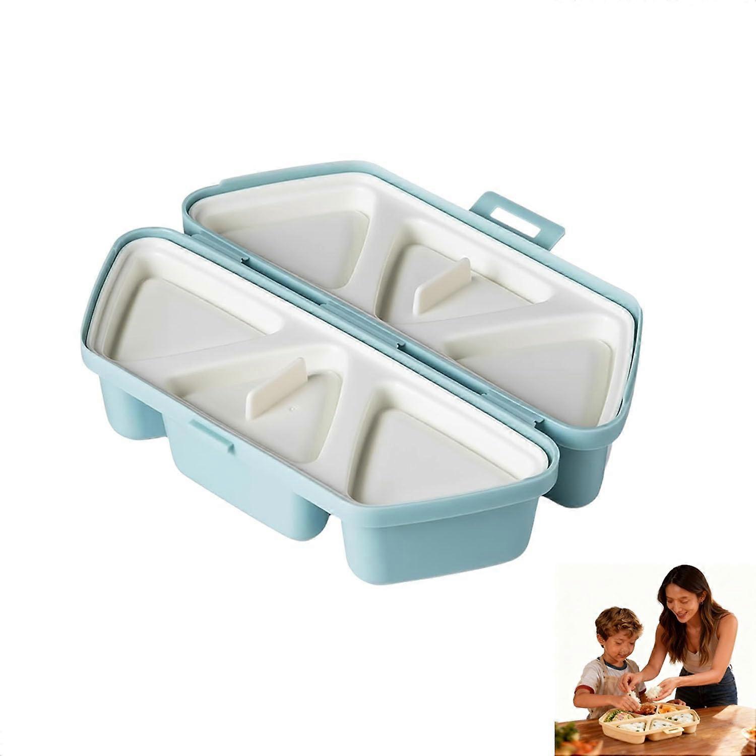 6 in 1 Triangular Rice Ball Mold Sushi Maker Nonstick Easy Release Japanese Onigiri Bento Blue