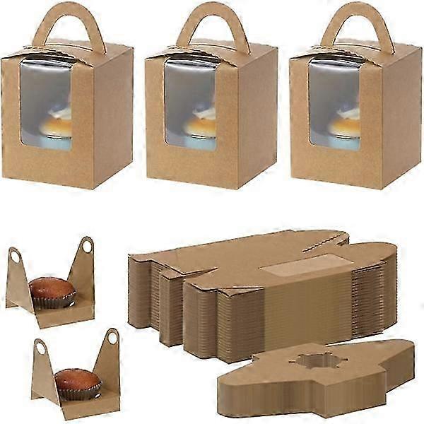 30pcs Individual Cupcake Boxes With Handles For Parties