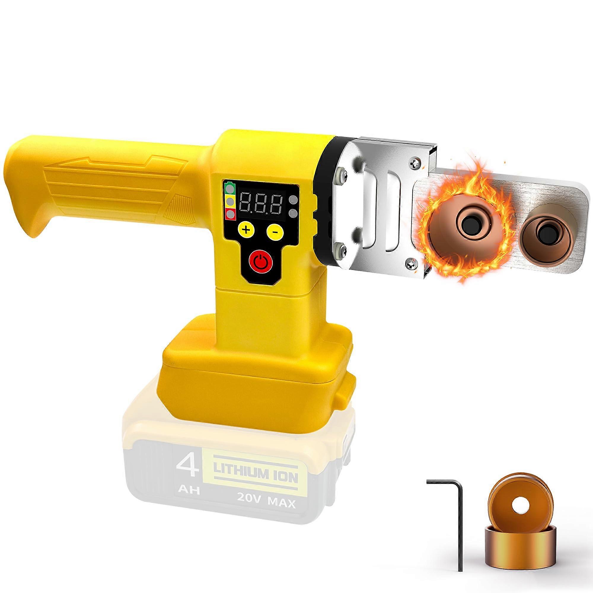 Cordless Plastic Pipe Fusion Welder Compatible with Dewalt 20V, Digital Display, 6 Die Heads