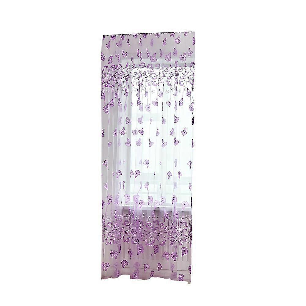 1pc Morning Glory Polyester Translucent Window Curtain Tulle Drape Home Decor