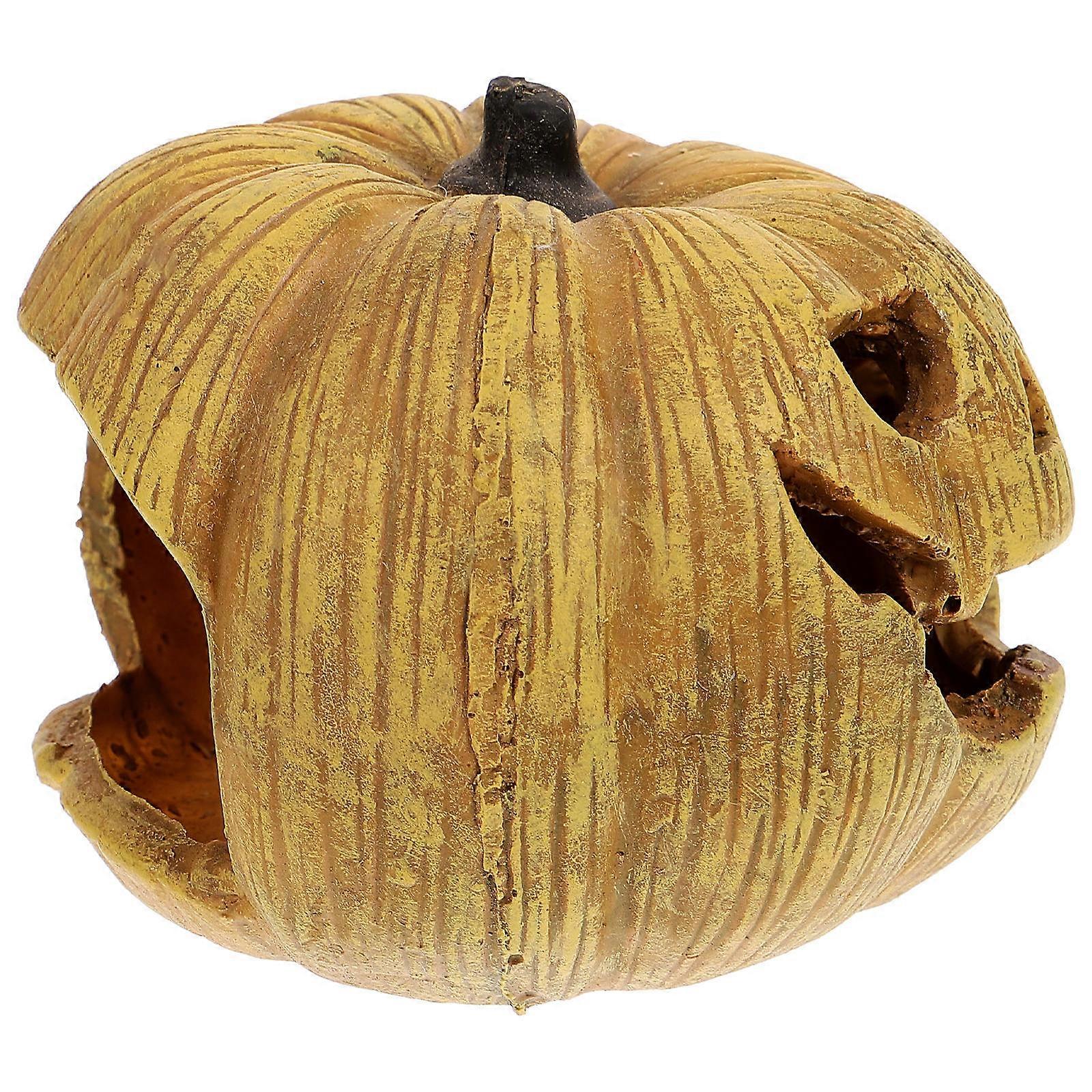 Reptile Hide 2Pcs Resin Pumpkin Decorative Cave for Reptile Tank Use