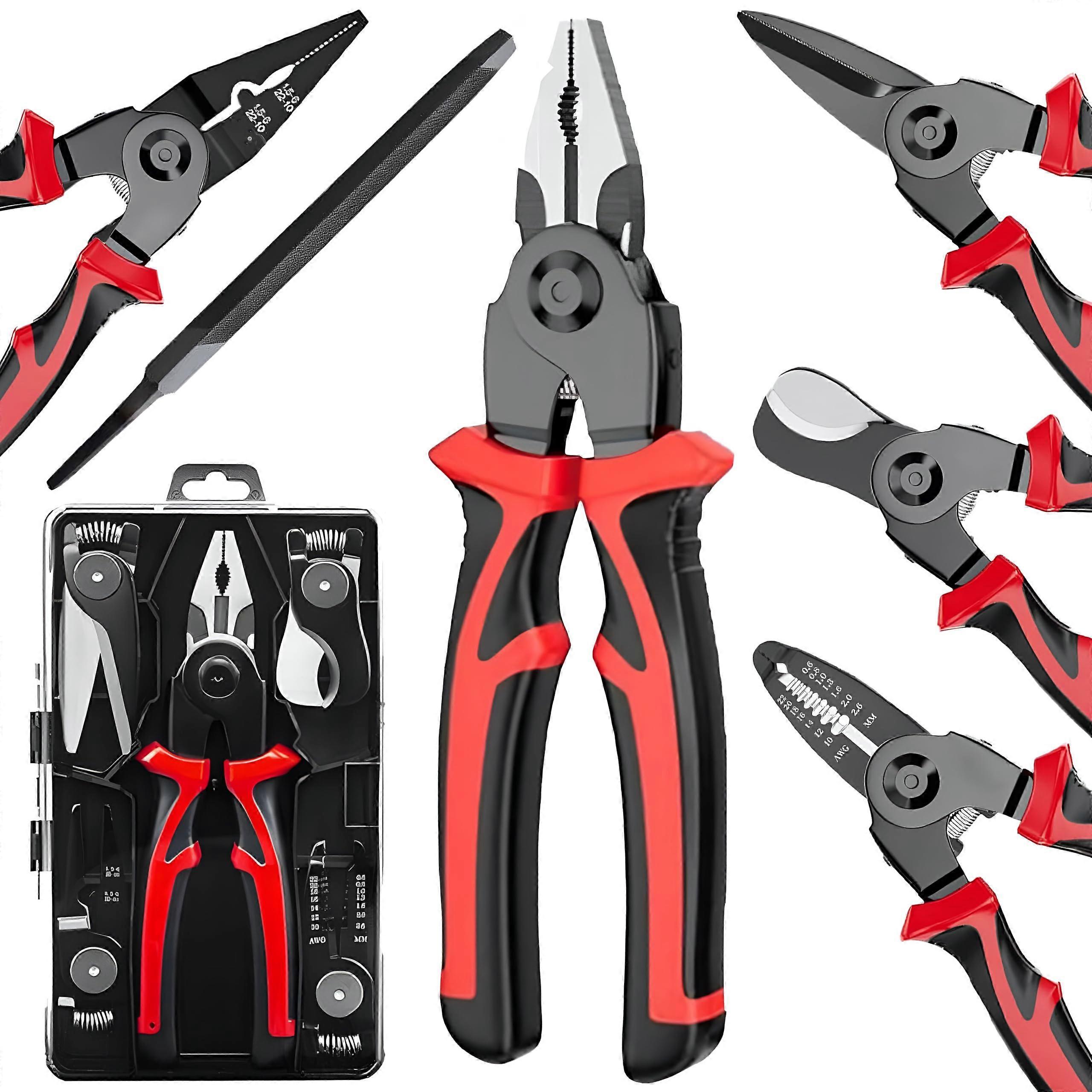 Electrical Tool Kit 5in1 Wire Crimping Tool Set with Interchangeable Pliers and Storage Case