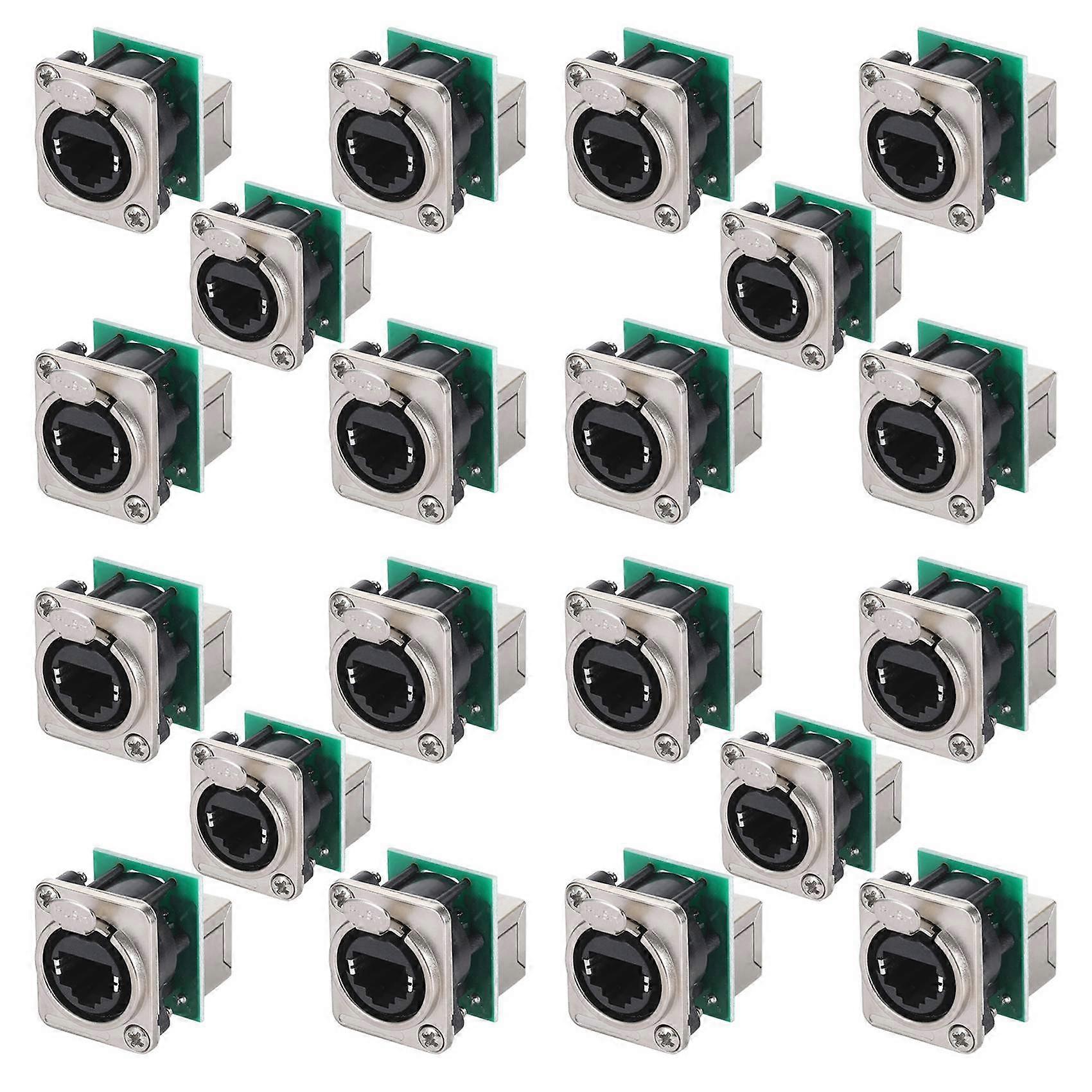 20x Ethercon Rj45 Chassis Socket,D-N8FDP RJ45 Feed/Pass Panel Mount Jack,D Series Cat5 RJ45 Vertical Panel-Mount