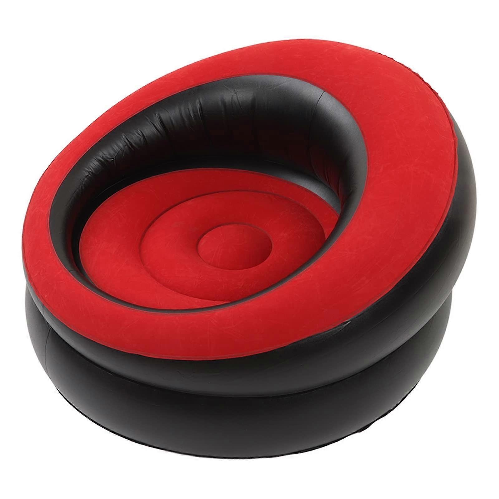 Inflatable Lounge Chair Air Sofa with Ergonomic Comfort, Quick Inflation, Flocking Surface, Red