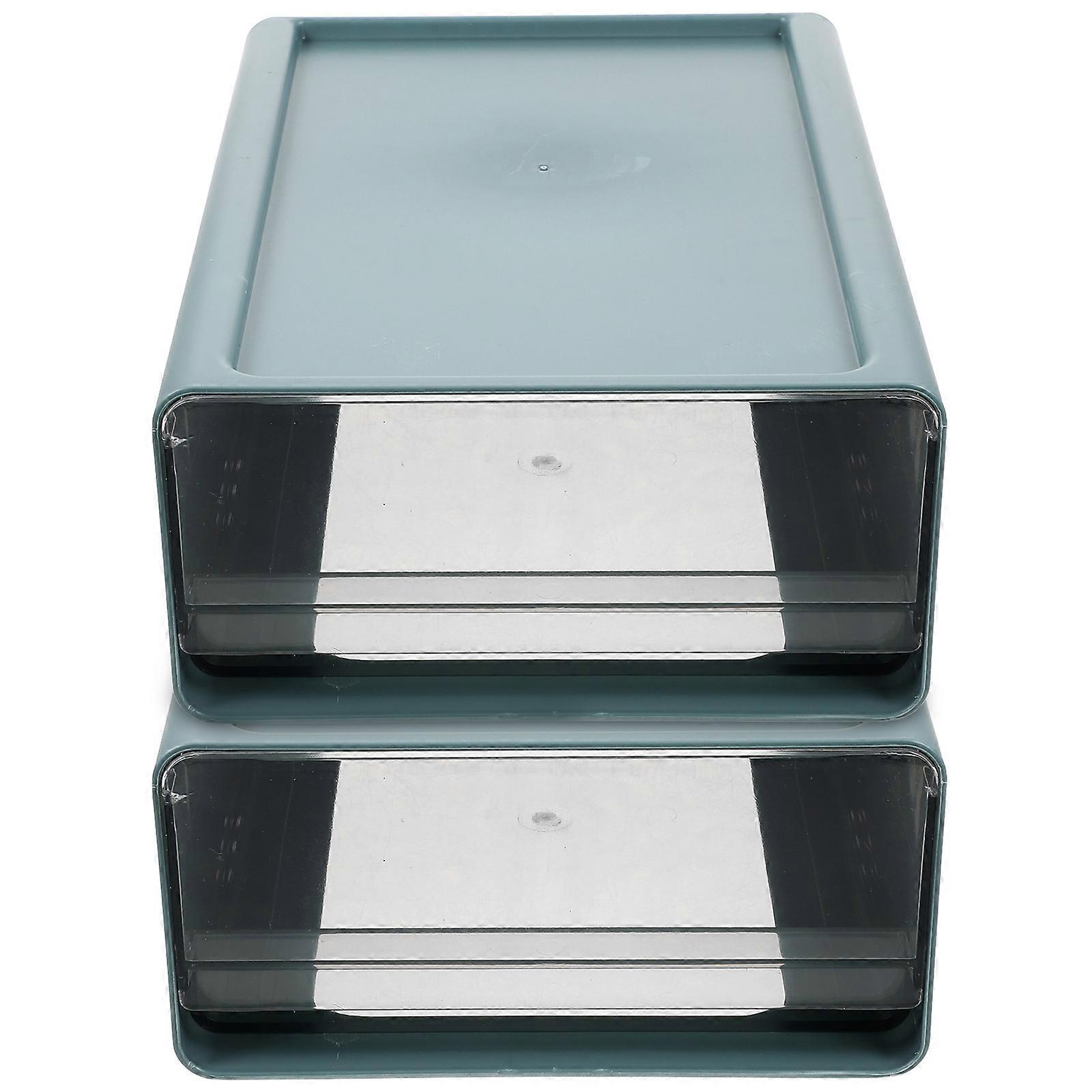 Drawer-Type Storage Box for Desktop Files with 2Pcs Visible Containers
