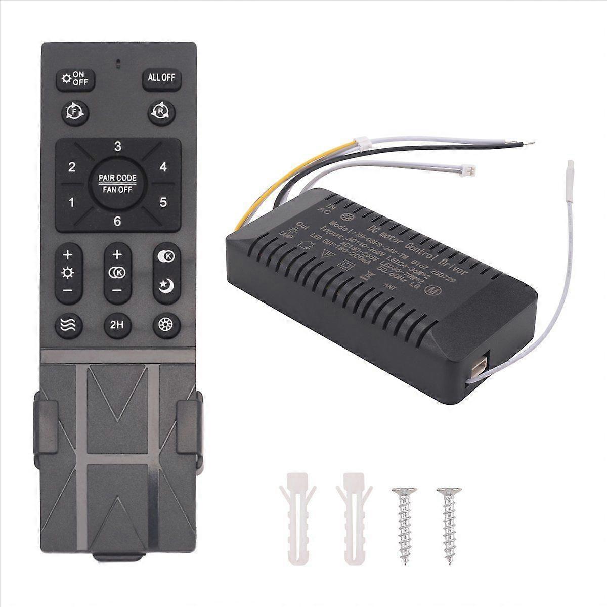 Ceiling Fan Remote Control Kit with 6 Speed Settings, Replacement Ceiling Fan Remote, Dimming Controls, 110-265V
