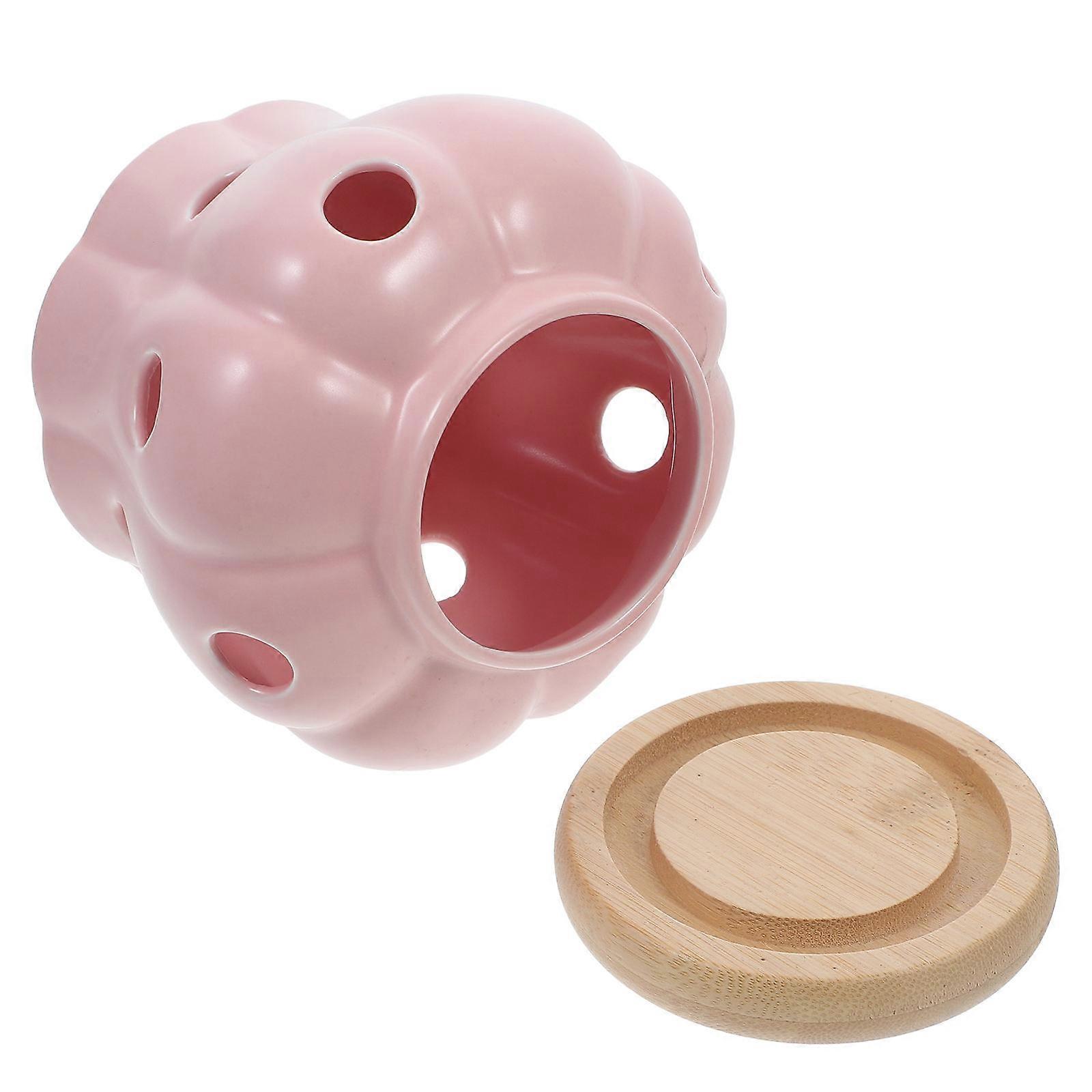 Garlic Keeper Ceramic Container with Lid for Kitchen Countertop Use