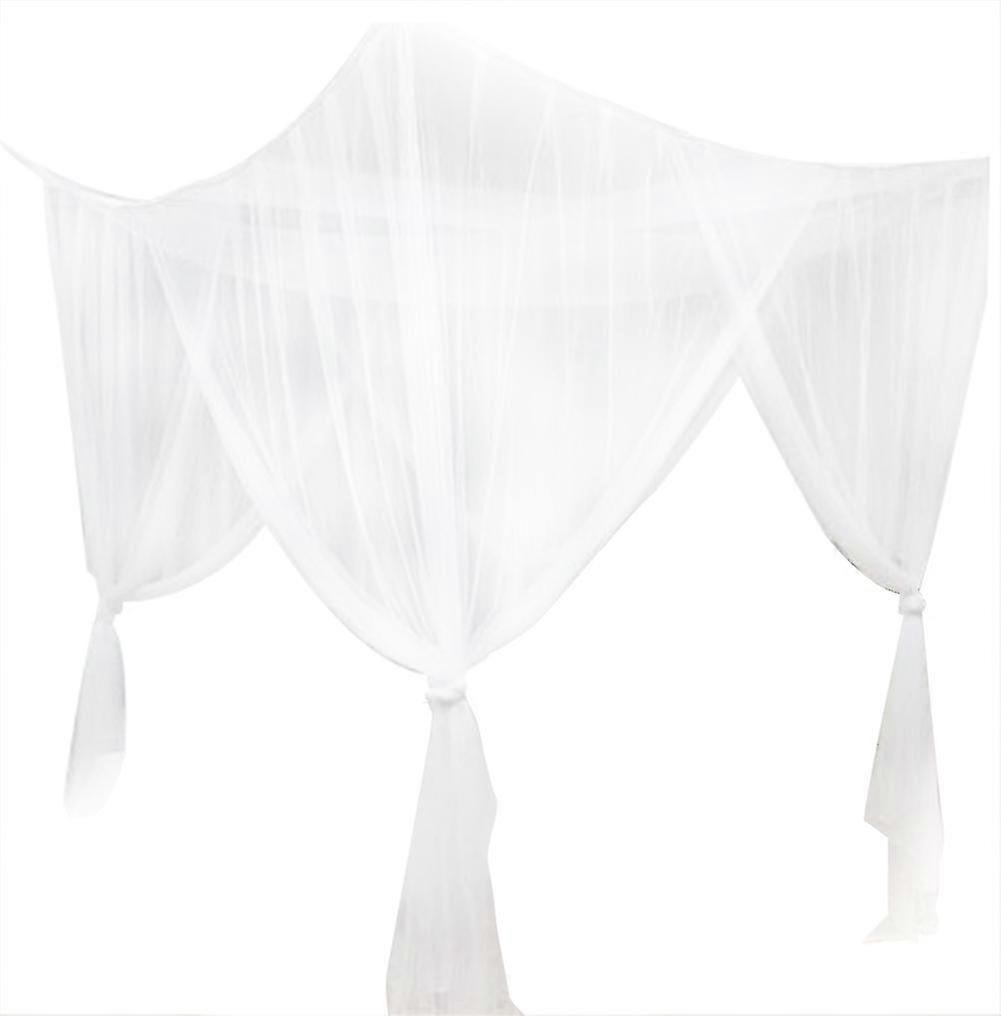 4 Corner Post Bed Canopy Mosquito Net Full Queen King Size Bedding(White)