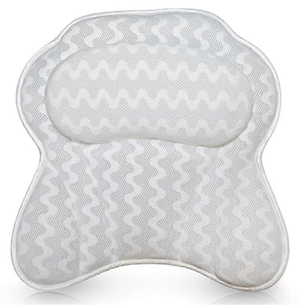 Bath Pillow for Neck and Back Support with ExtraLarge Suction Cups, QuickDry Mesh, Hanging Hook