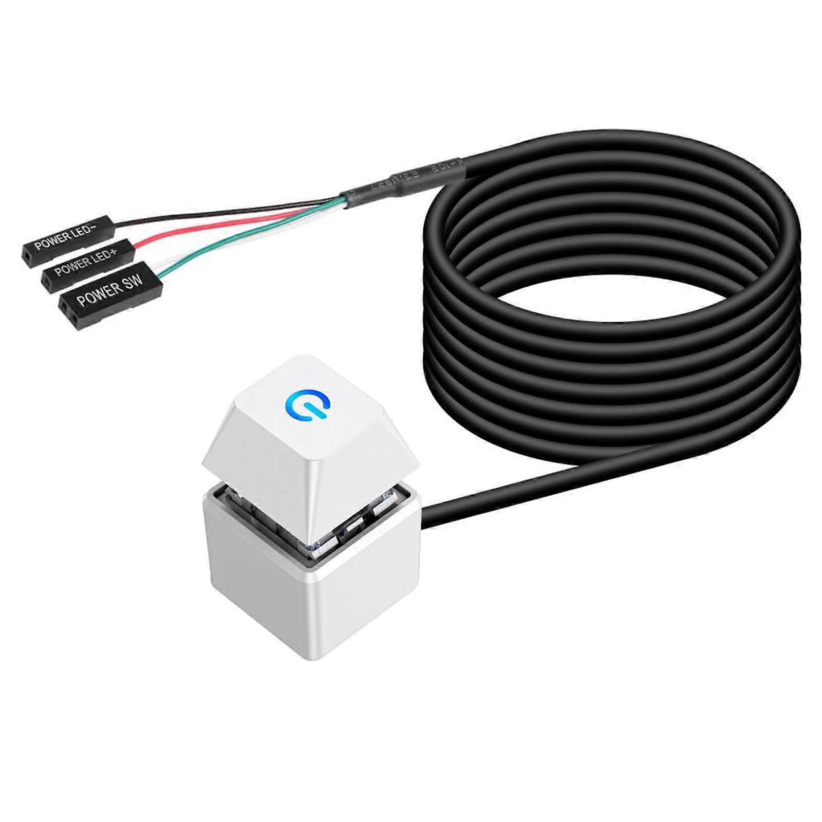 PC Power Switch with Cable, LED Light Indicator, External Power Control for Desktop Computer